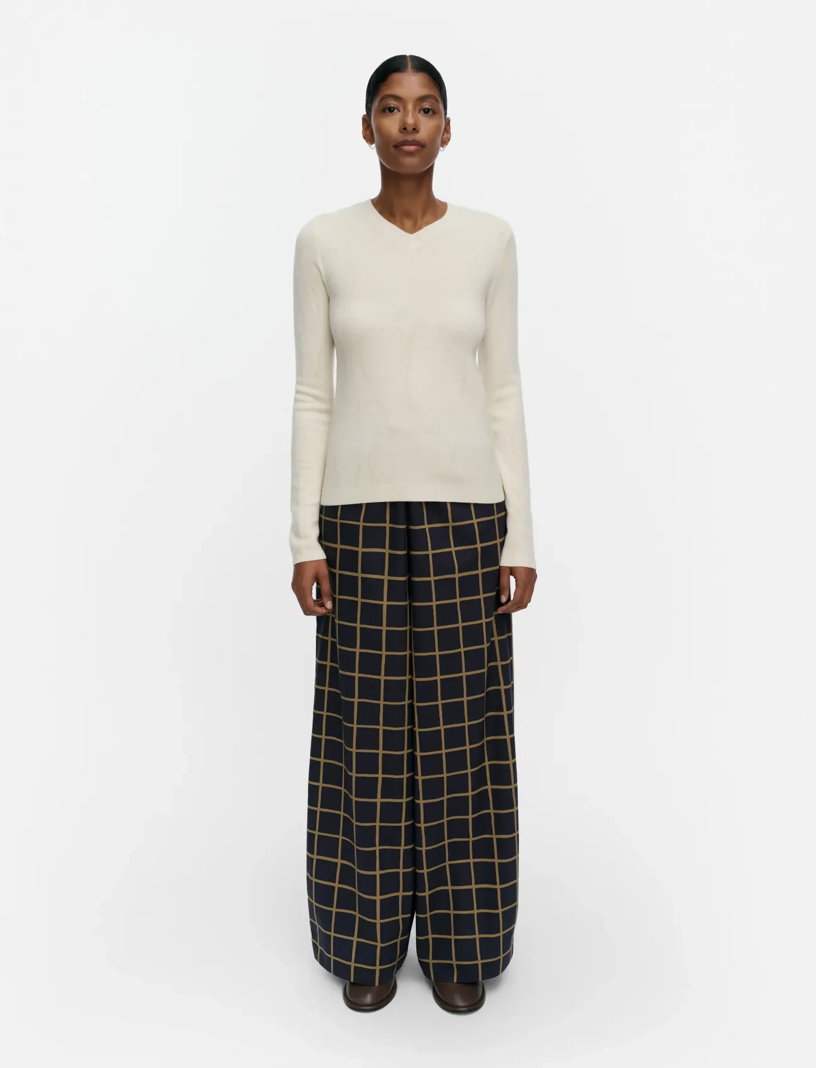Marimekko Ukkonen Iso Ruutu, Kvinder, Ternede Snørebukser, Kakigrøn, Str: XL