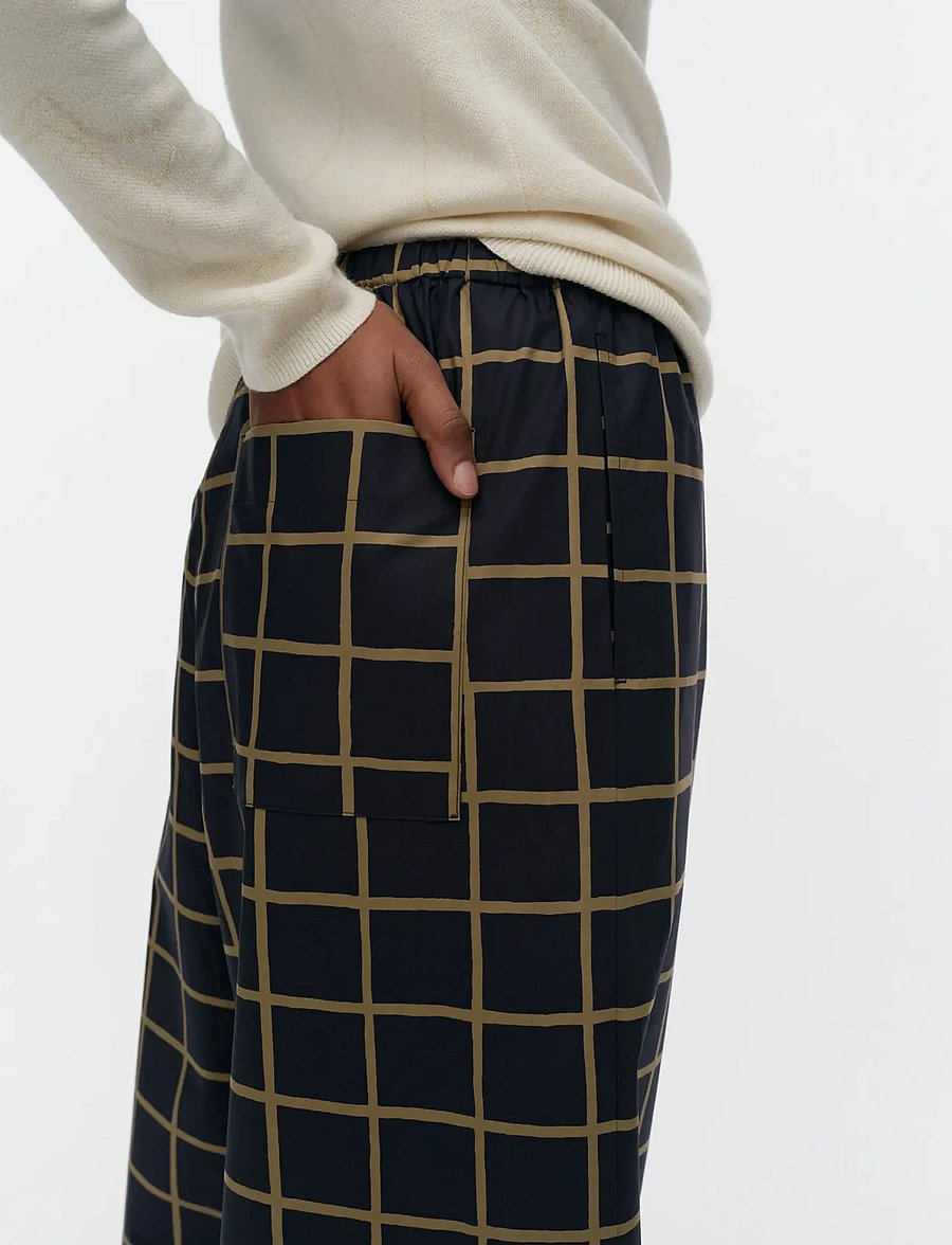 Marimekko - UKKONEN ISO RUUTU - vida byxor - dark blue, olive green - 3