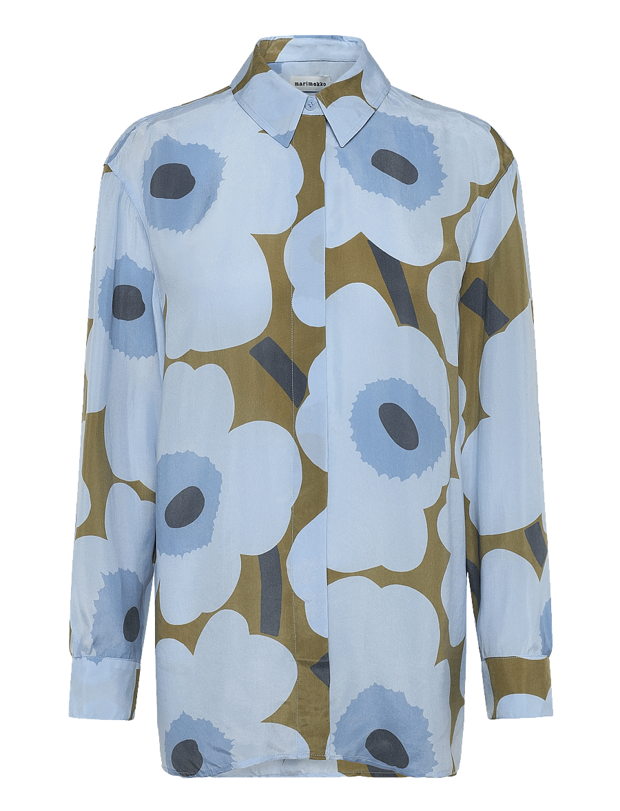 Marimekko - JÄRKI UNIKKO - langärmlige hemden - light blue, olive green - 1