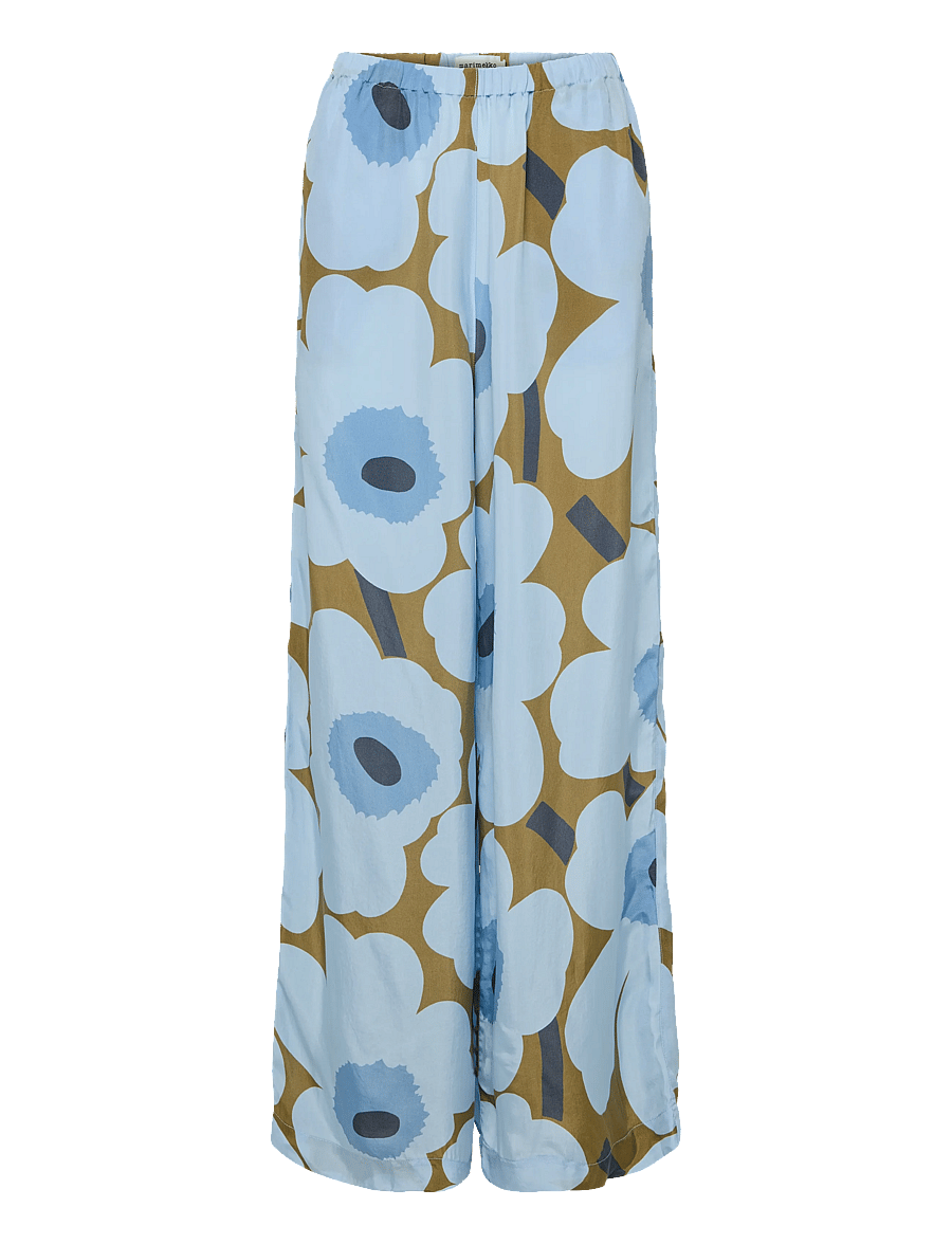 Marimekko - KAAOS UNIKKO - hosen mit weitem bein - light blue, olive green - 1