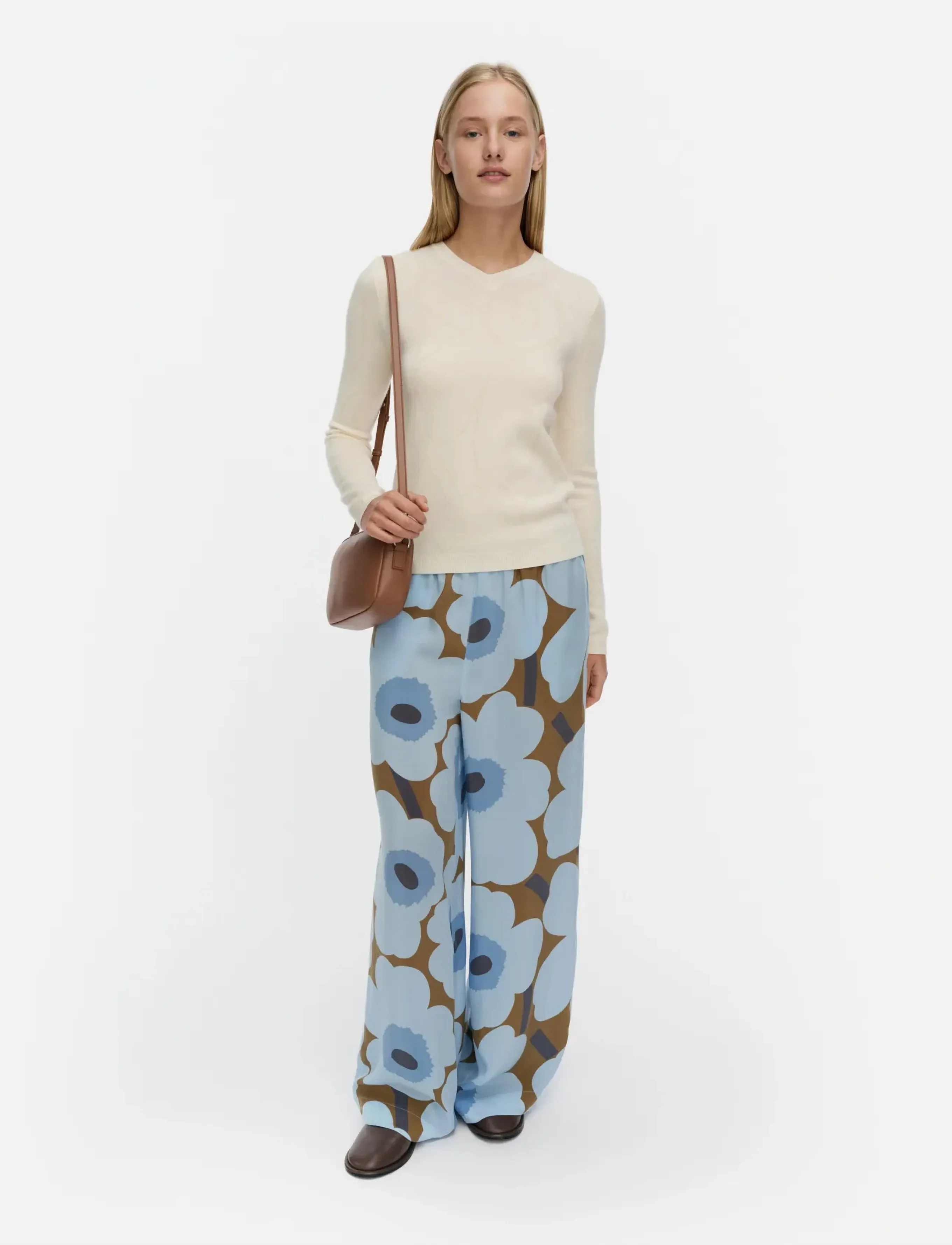 Marimekko Kaaos Unikko, M, Trousers, Blau - Wide Leg, Frauen