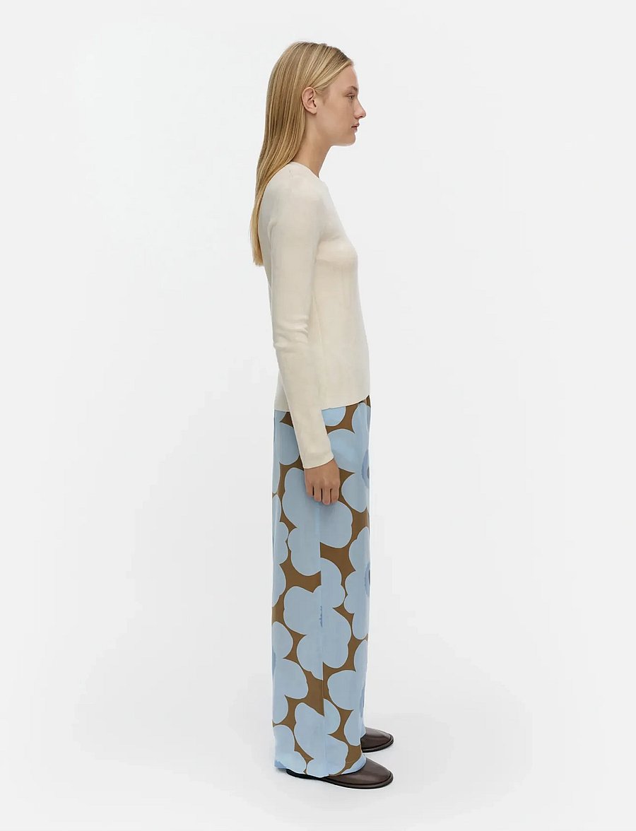 Marimekko - KAAOS UNIKKO - hosen mit weitem bein - light blue, olive green - 3