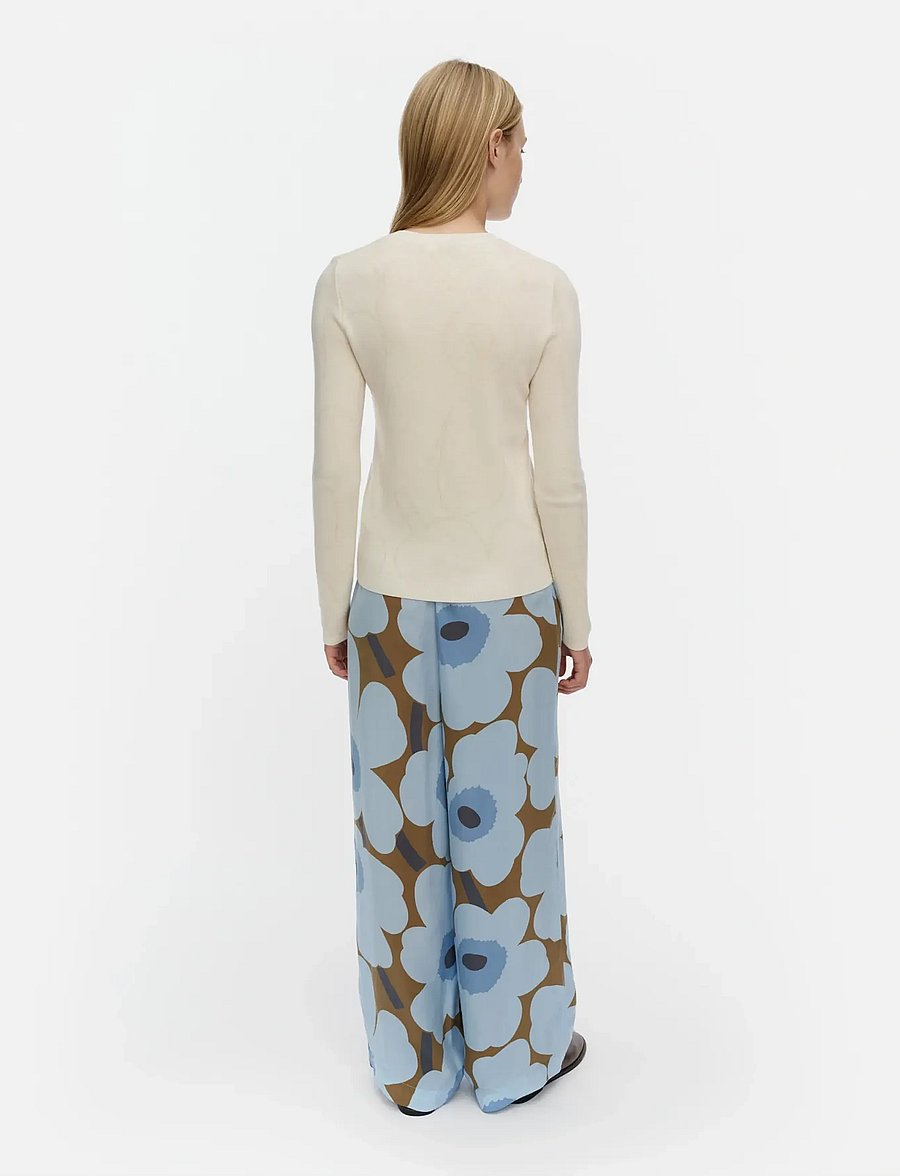 Marimekko - KAAOS UNIKKO - hosen mit weitem bein - light blue, olive green - 4