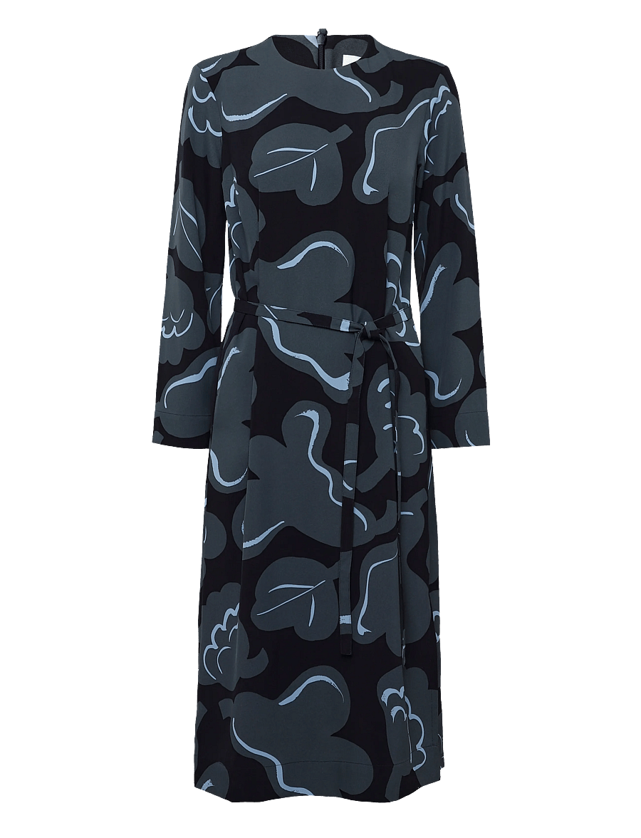 Marimekko - PUJOTUS KUKASTA KUKKAAN - midi kjoler - grey, dark blue, light blue - 1