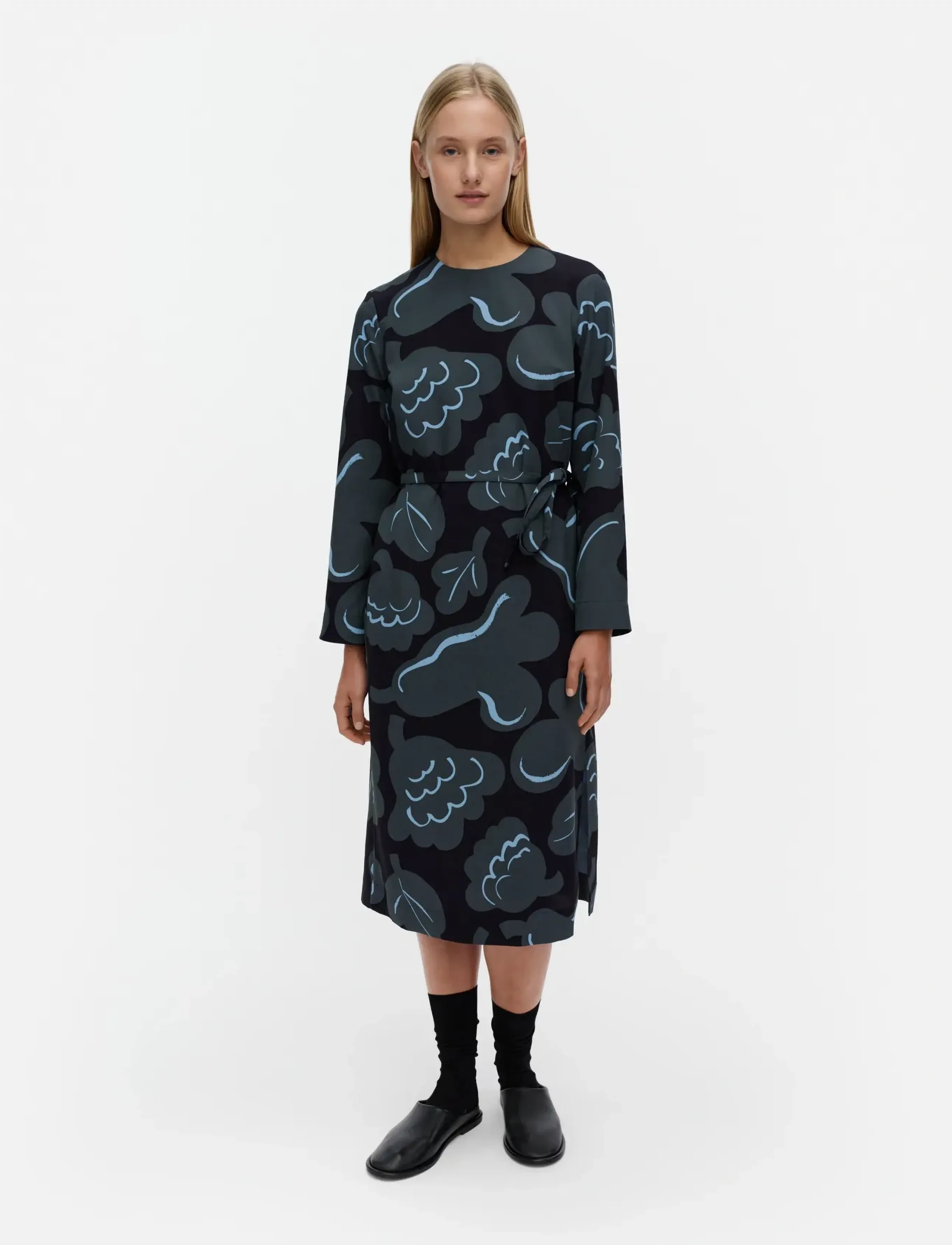 Marimekko PUJOTUS KUKASTA KUKKAAN - Kleider - GREY, DARK BLUE, LIGHT BLUE / grey