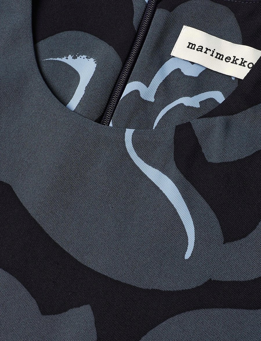 Marimekko - PUJOTUS KUKASTA KUKKAAN - midi kjoler - grey, dark blue, light blue - 5