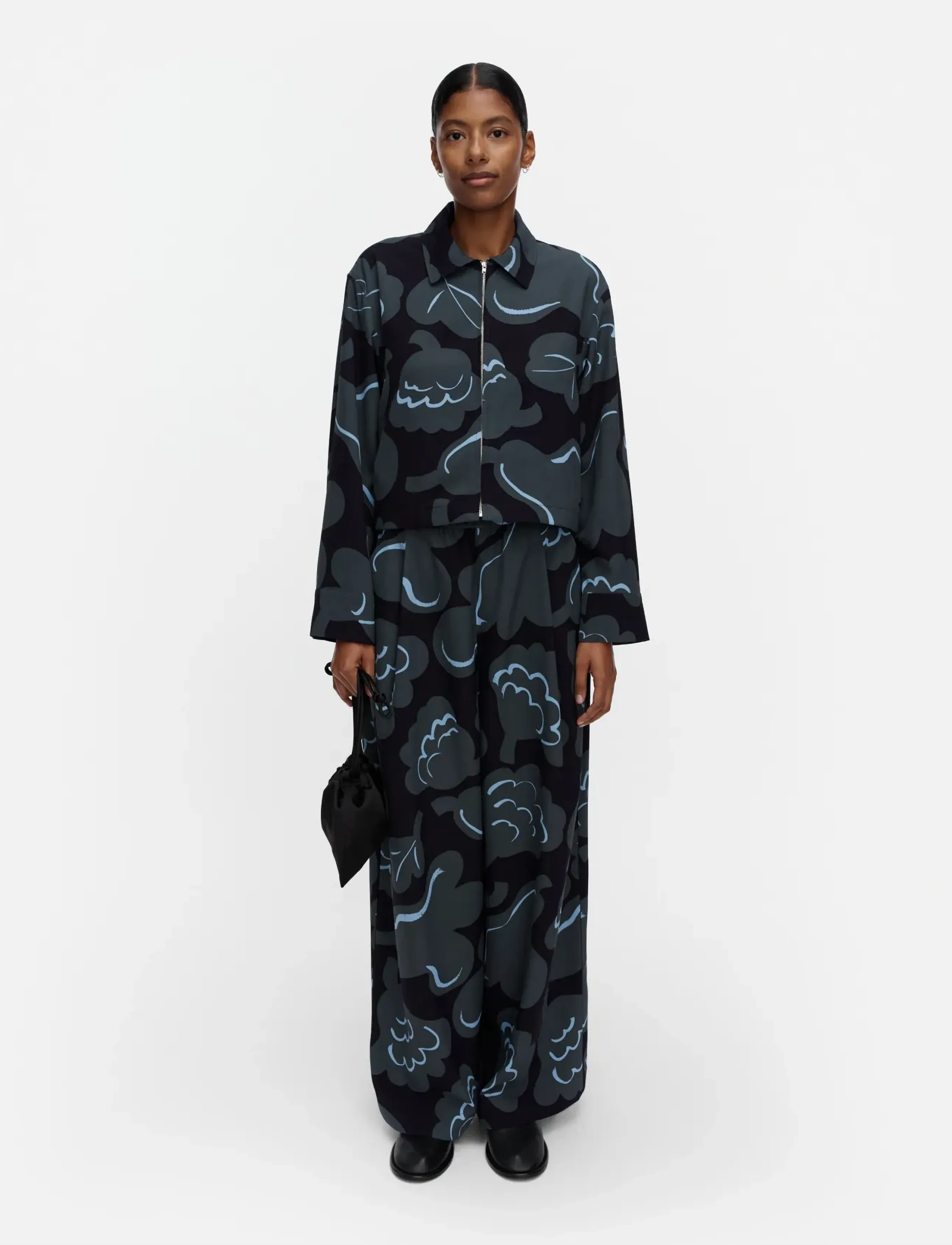 Marimekko POLKU KUKASTA KUKKAAN - Hosen - GREY, DARK BLUE, LIGHT BLUE / grey