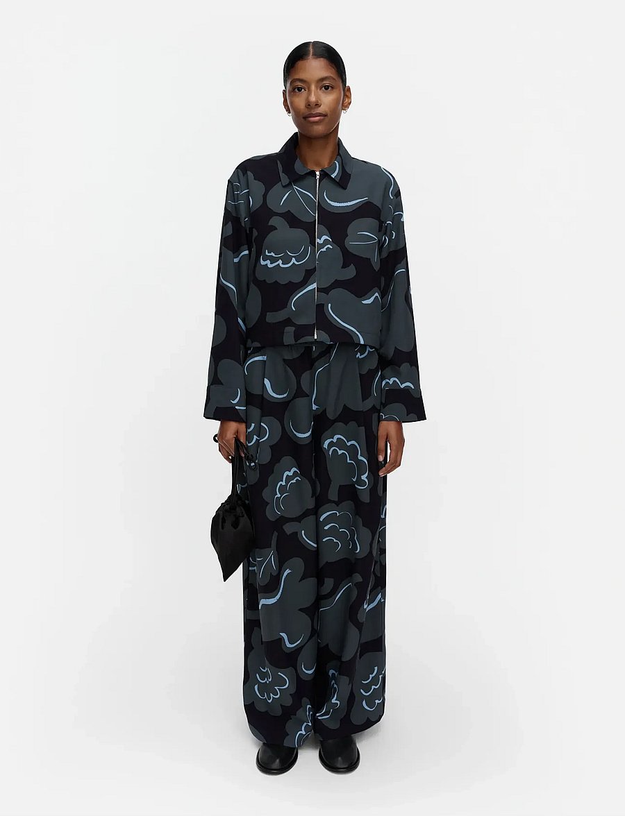 Marimekko - POLKU KUKASTA KUKKAAN - laia säärega püksid - grey, dark blue, light blue - 0