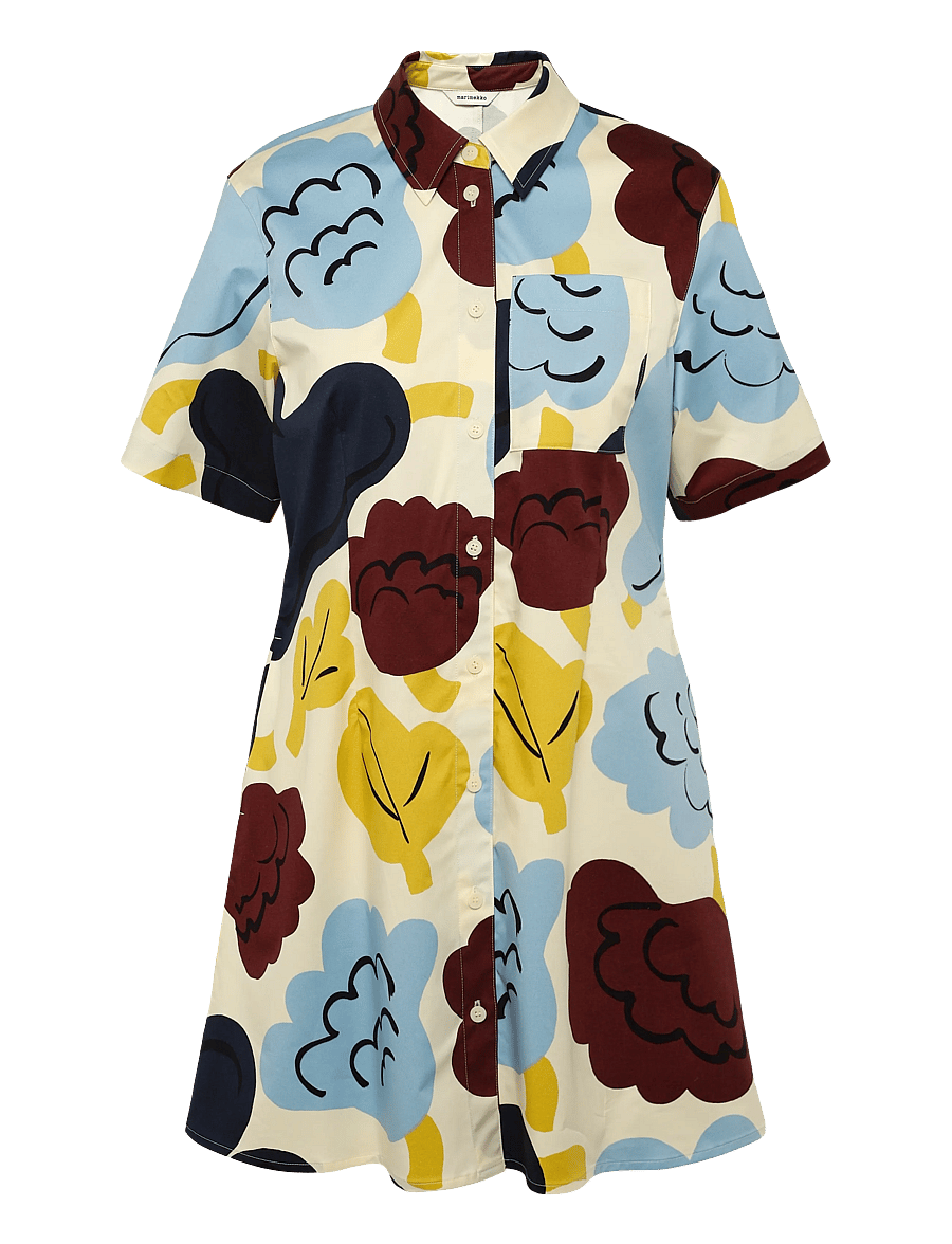 Marimekko - SEIKKAILU KUKASTA KUKKAAN - hemdkleider - lt. yellow, lt. blue, dk. blue - 1