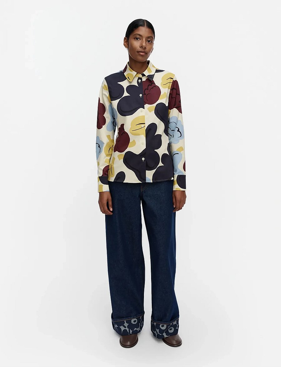 Marimekko - SPONTAANI KUKASTA KUKKAAN - pikkade varrukatega särgid - lt. yellow, lt. blue, dk. blue - 0