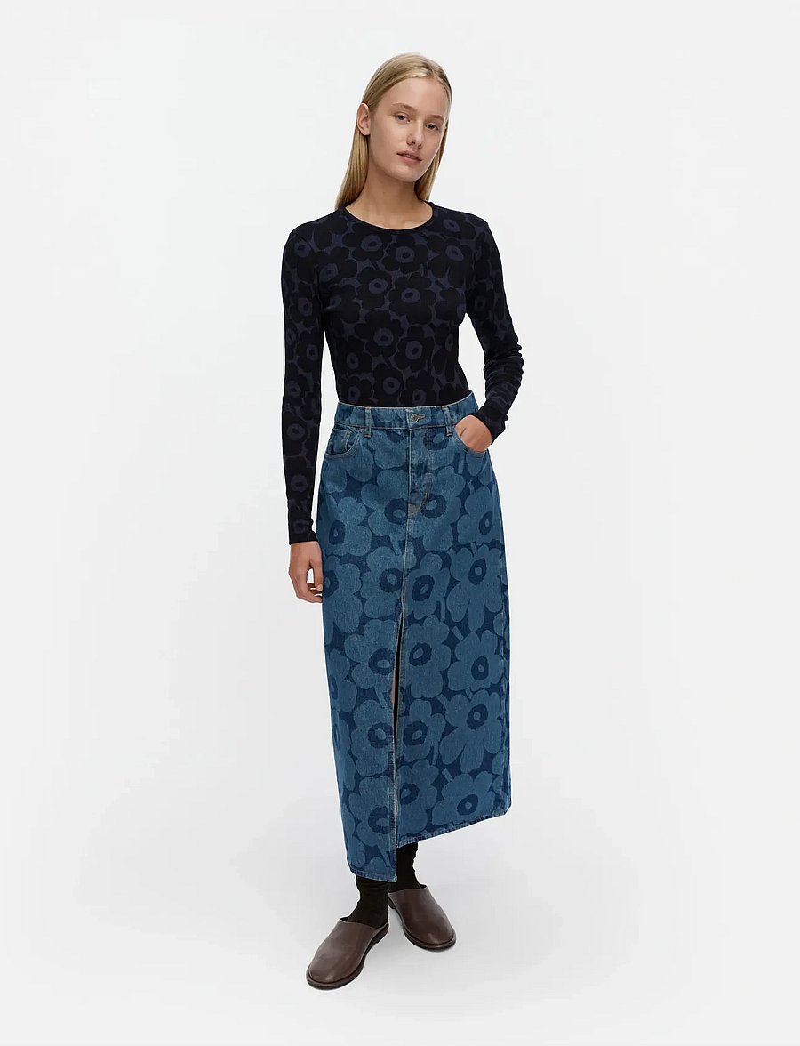 Marimekko - MARIDENIM KUVASTUMA UNIKKO - jeansröcke - mid indigo - 0