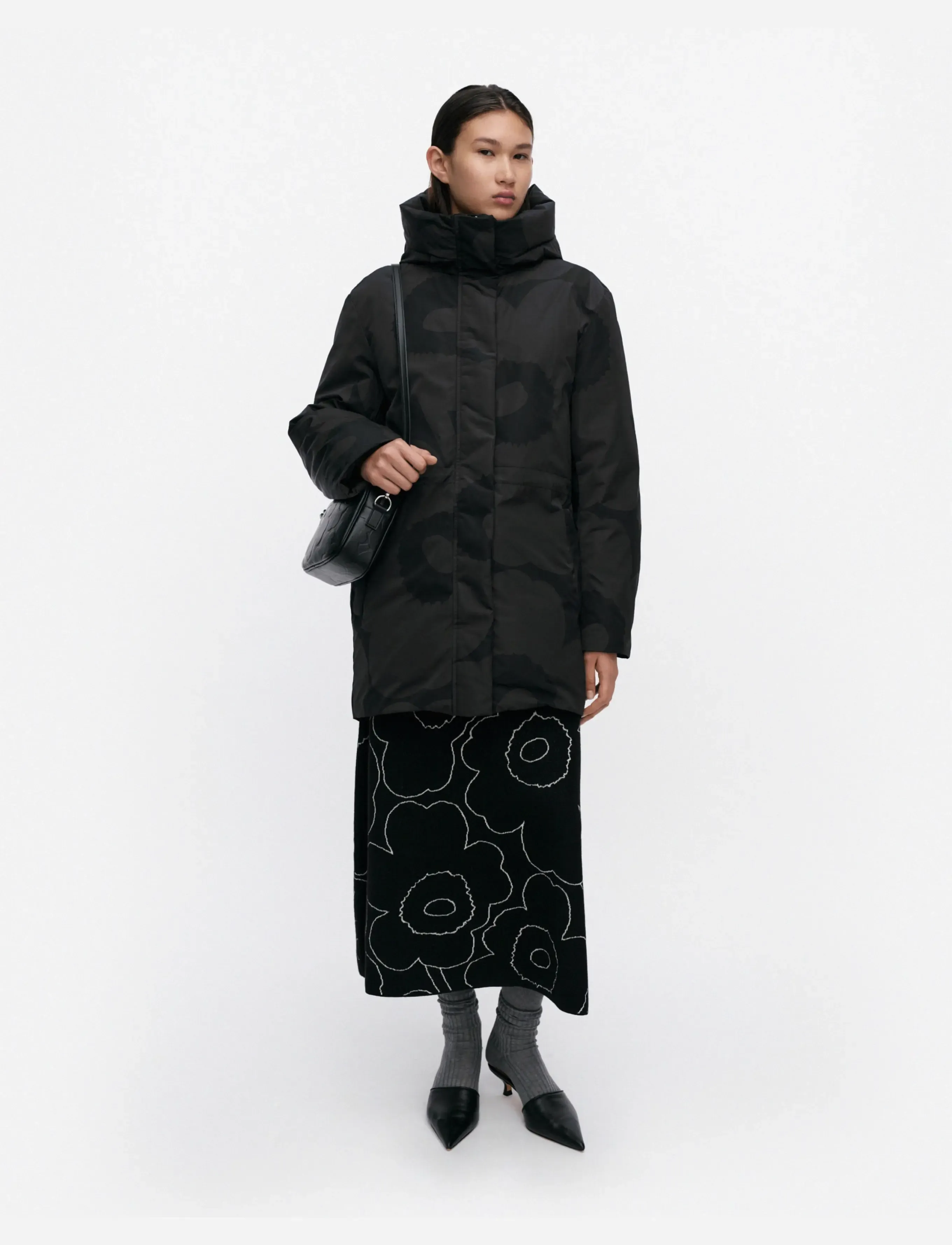 Marimekko KÄÄNNÖS UNIKKO - Daunenmantel - BLACK, DARK GREY / grey