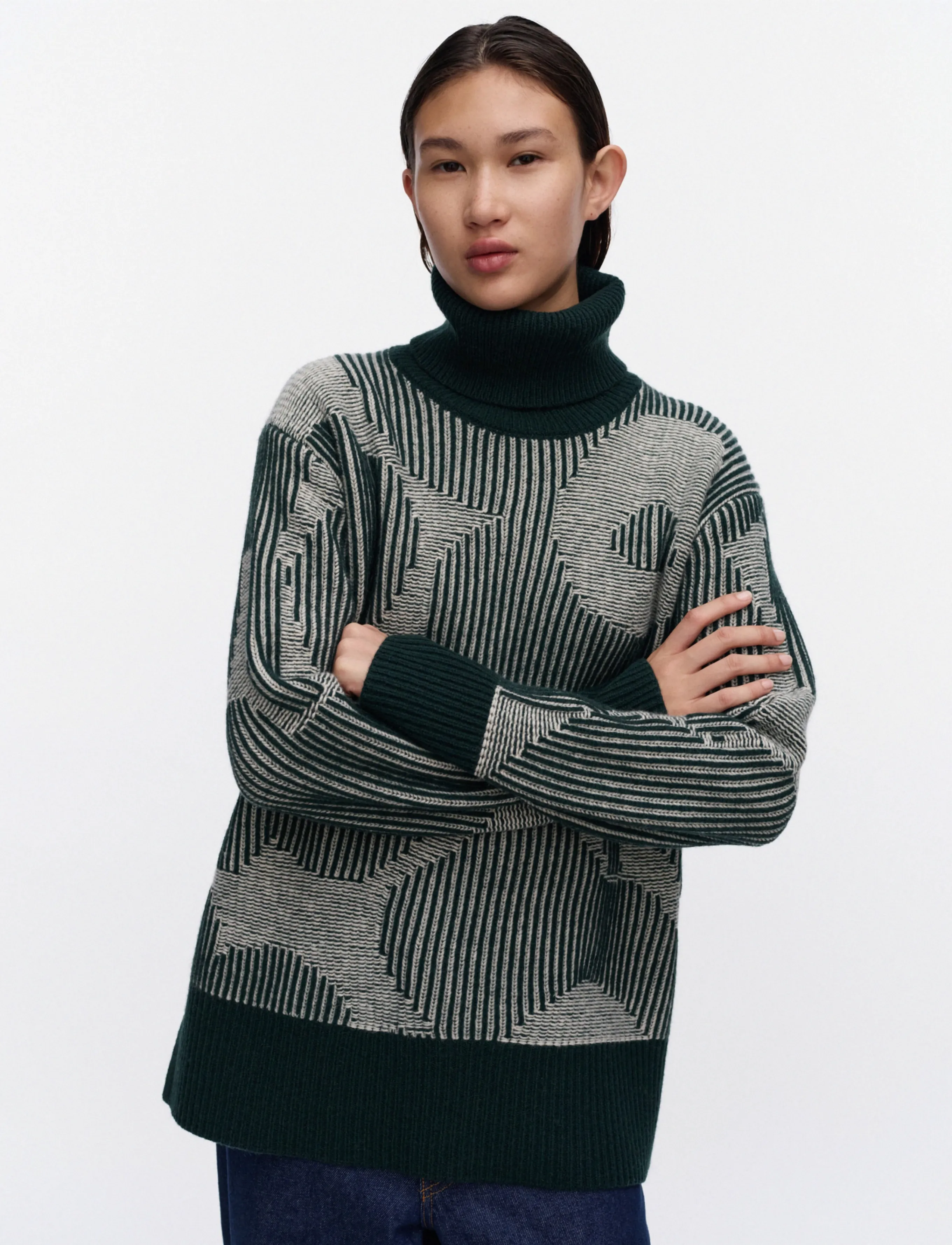 Marimekko - RWS VÄRÄHTELY UNIKKO - jumpers - dark green, off white - 3