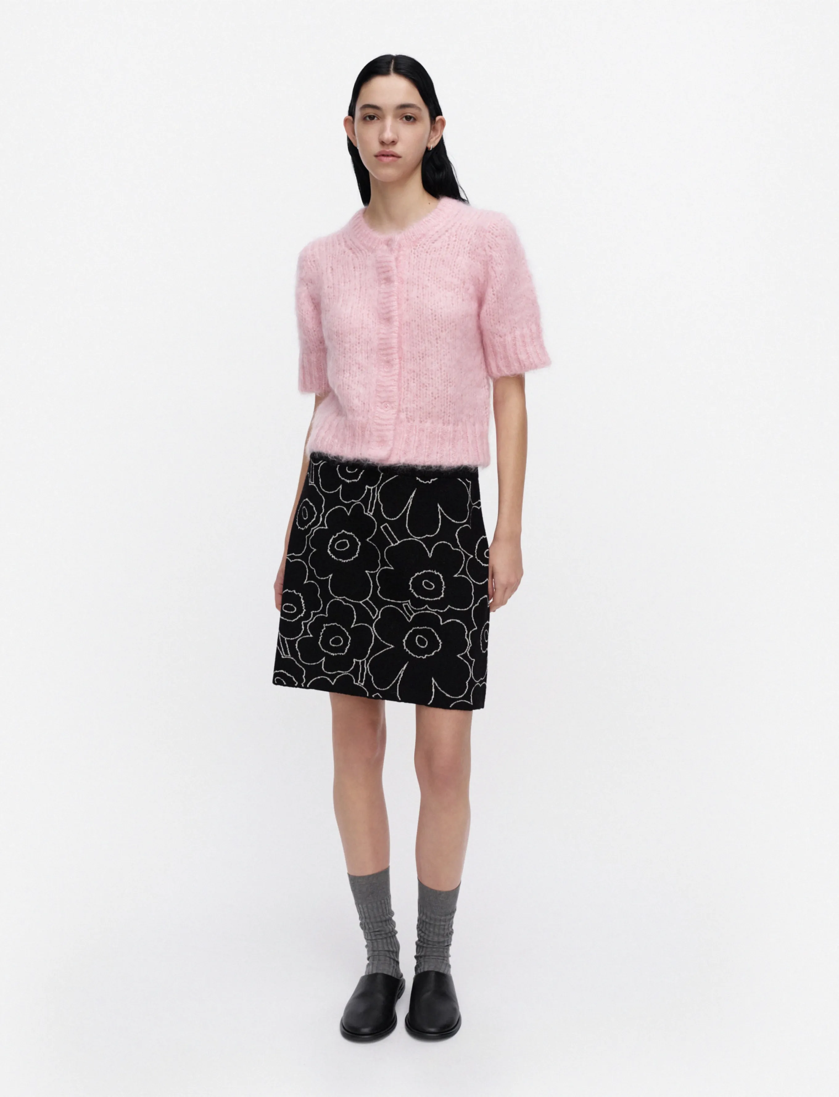 Marimekko - VAPAUS PIIRTO UNIKKO - strikkede nederdele - black, off white - 0
