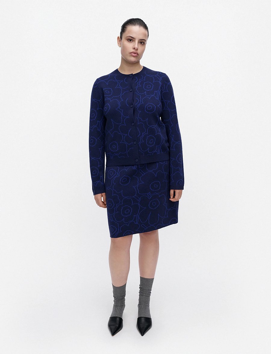 Marimekko - VAPAUS PIIRTO UNIKKO - strickröcke - dark navy, bright blue - 0