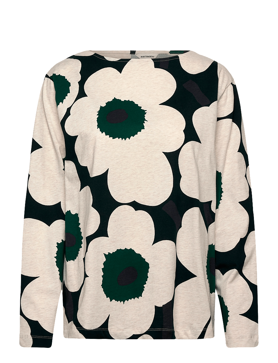 Marimekko - HULJUA UNIKKO - pikkade varrukatega topid - dark green, beige melange - 1