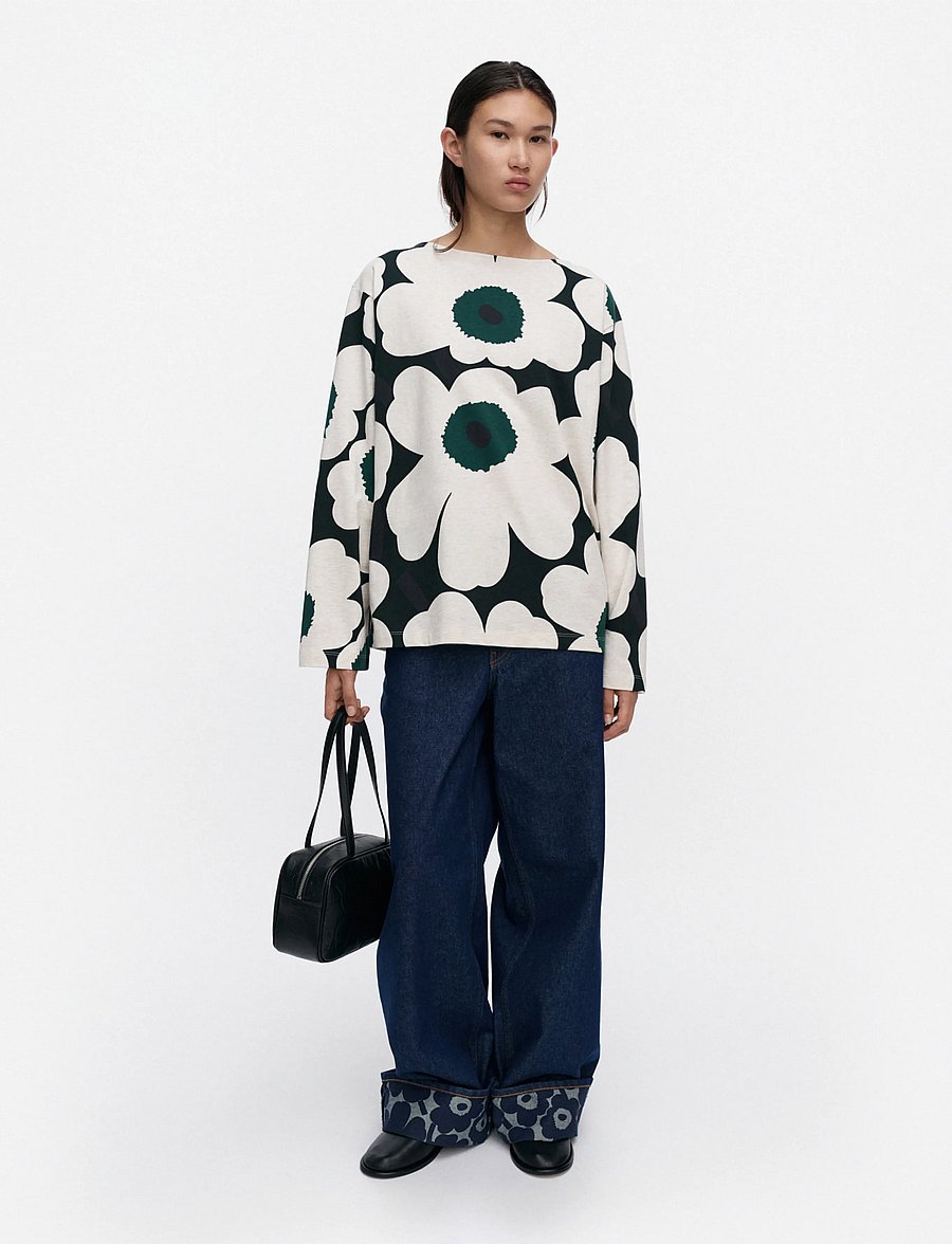 Marimekko - HULJUA UNIKKO - pikkade varrukatega topid - dark green, beige melange - 0