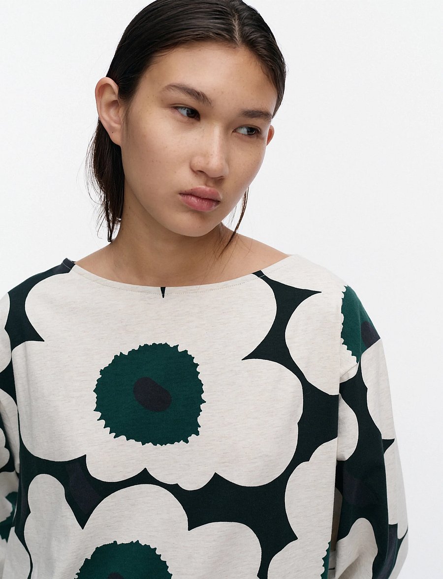 Marimekko - HULJUA UNIKKO - pikkade varrukatega topid - dark green, beige melange - 3