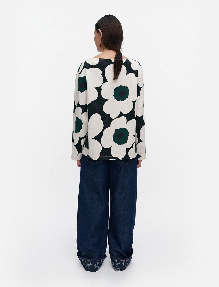 Marimekko - HULJUA UNIKKO - pikkade varrukatega topid - dark green, beige melange - 4