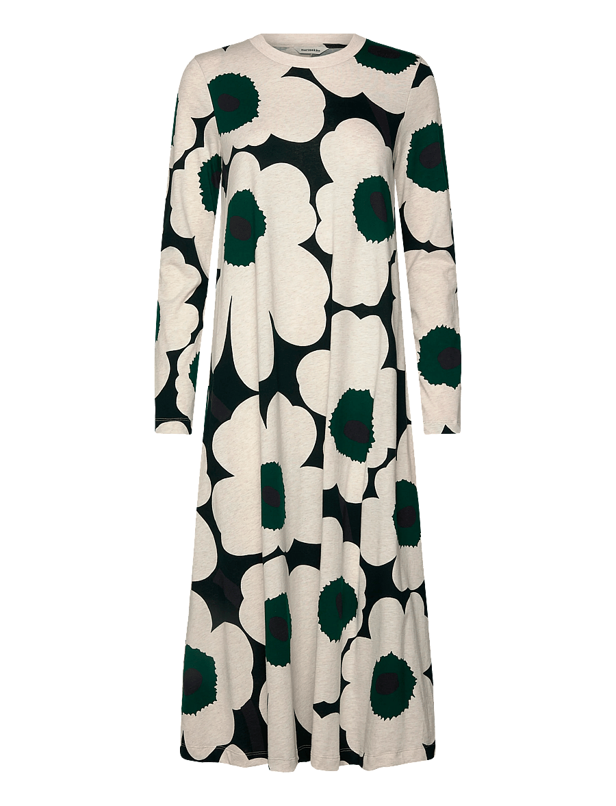 Marimekko - HUJANHAJAN UNIKKO - midikleidid - dark green, beige melange - 1