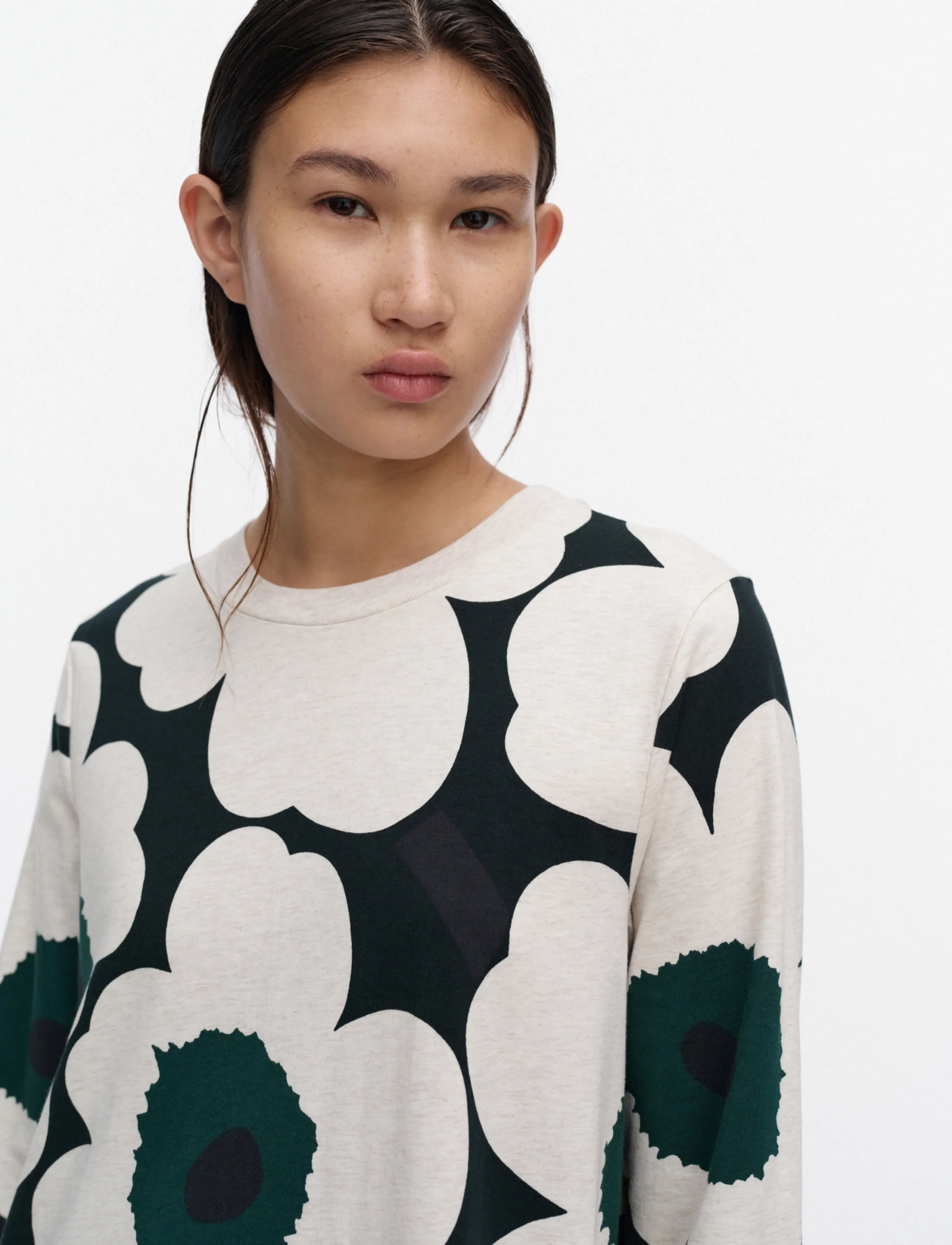 Marimekko - HUJANHAJAN UNIKKO - midikleidid - dark green, beige melange - 3