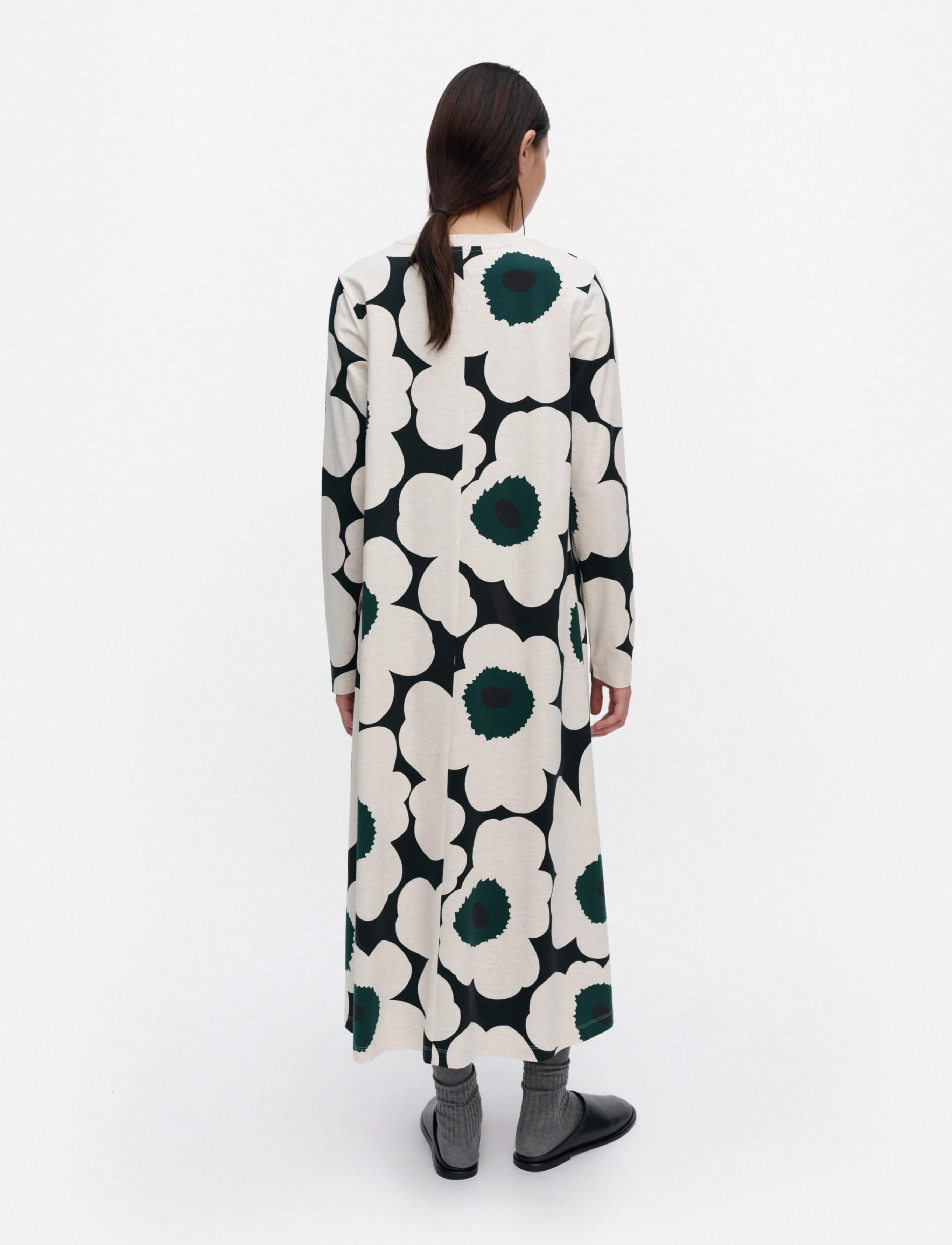 Marimekko - HUJANHAJAN UNIKKO - midikleidid - dark green, beige melange - 4