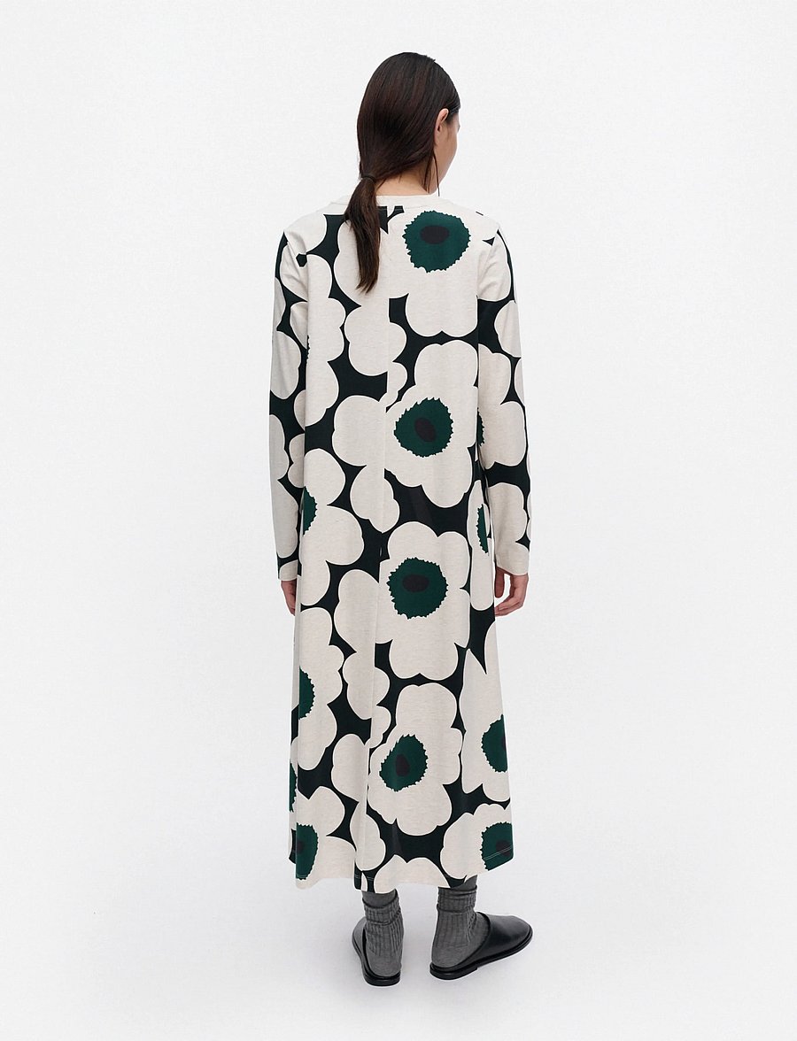 Marimekko - HUJANHAJAN UNIKKO - midikleidid - dark green, beige melange - 4