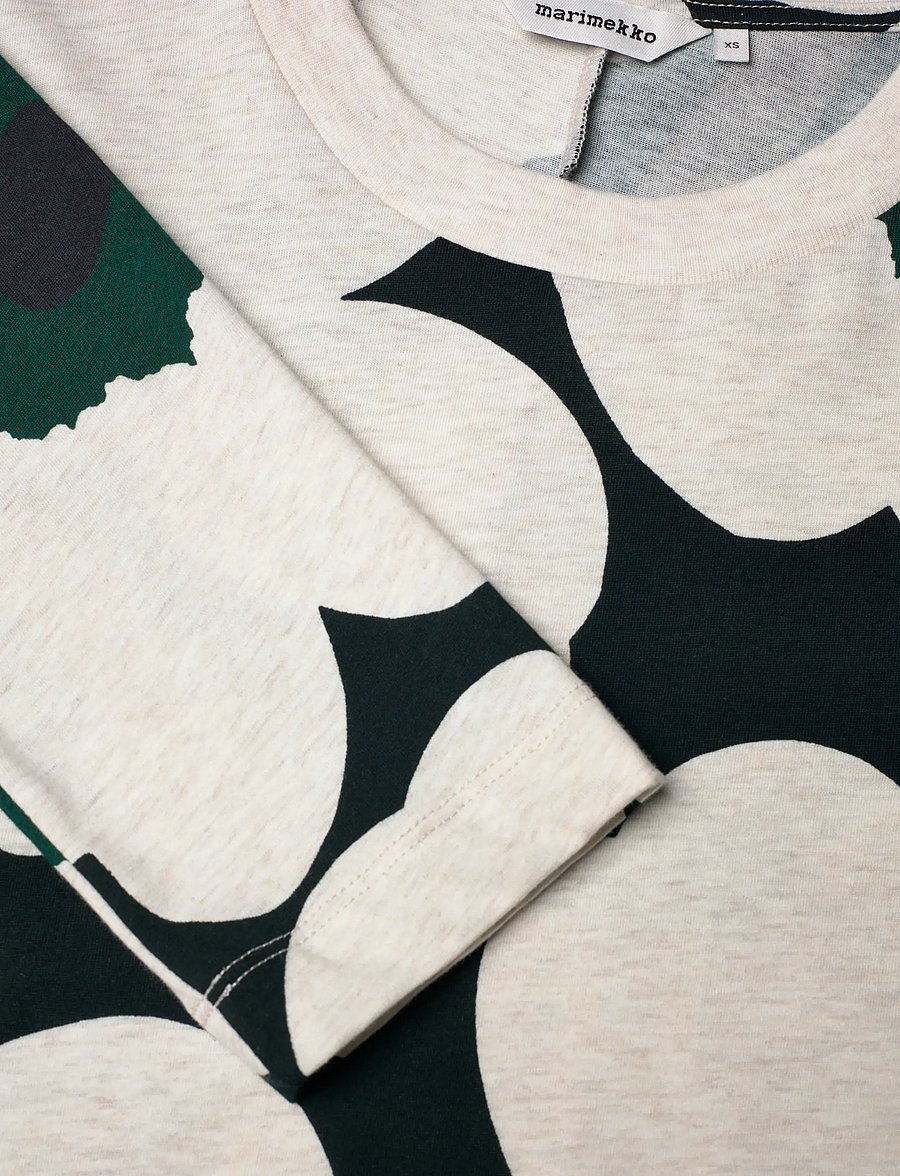 Marimekko - HUJANHAJAN UNIKKO - midikleidid - dark green, beige melange - 5