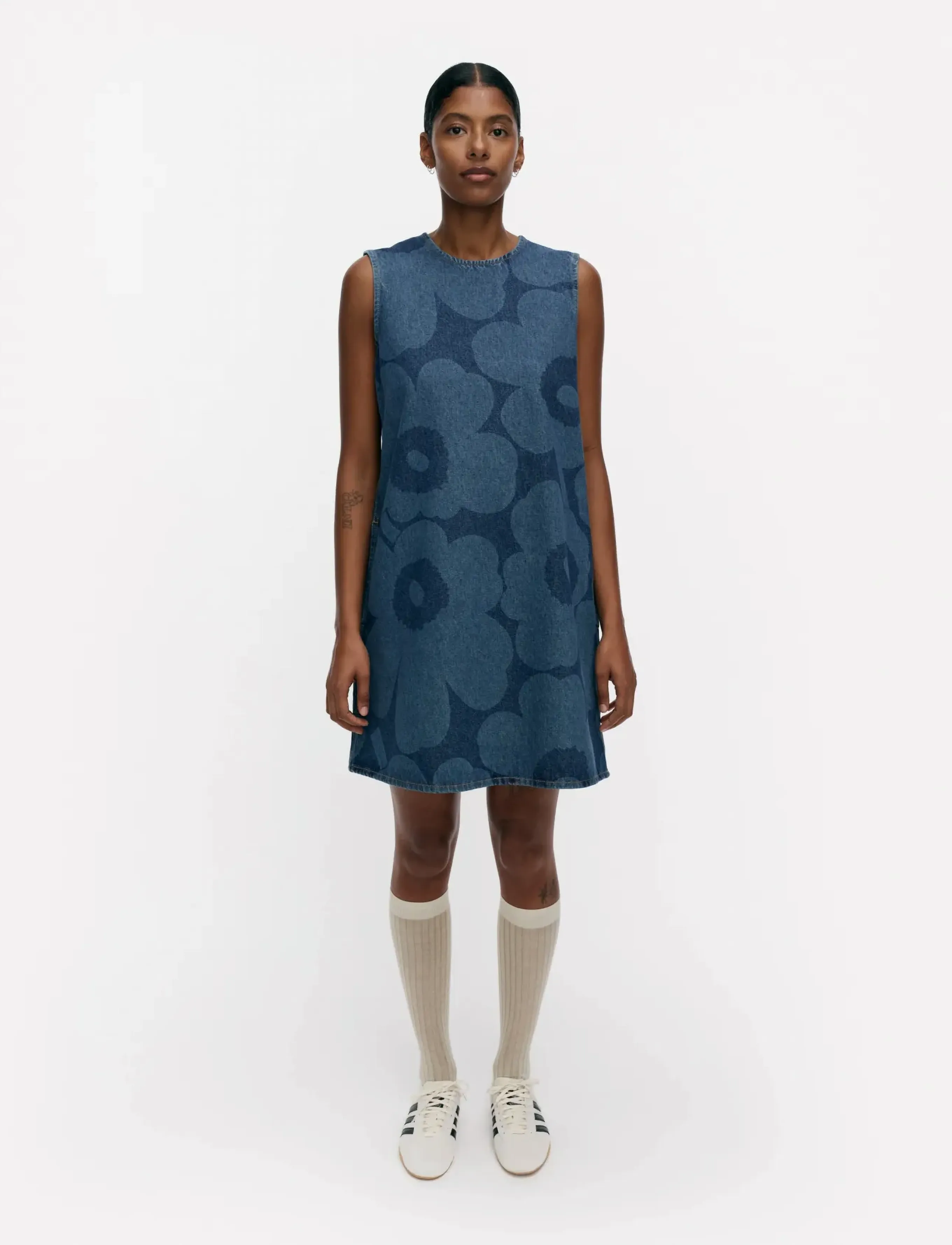Marimekko Maridenim Somasti Unikko, 42, Blue, Designere > Jeans Dresses, Dame