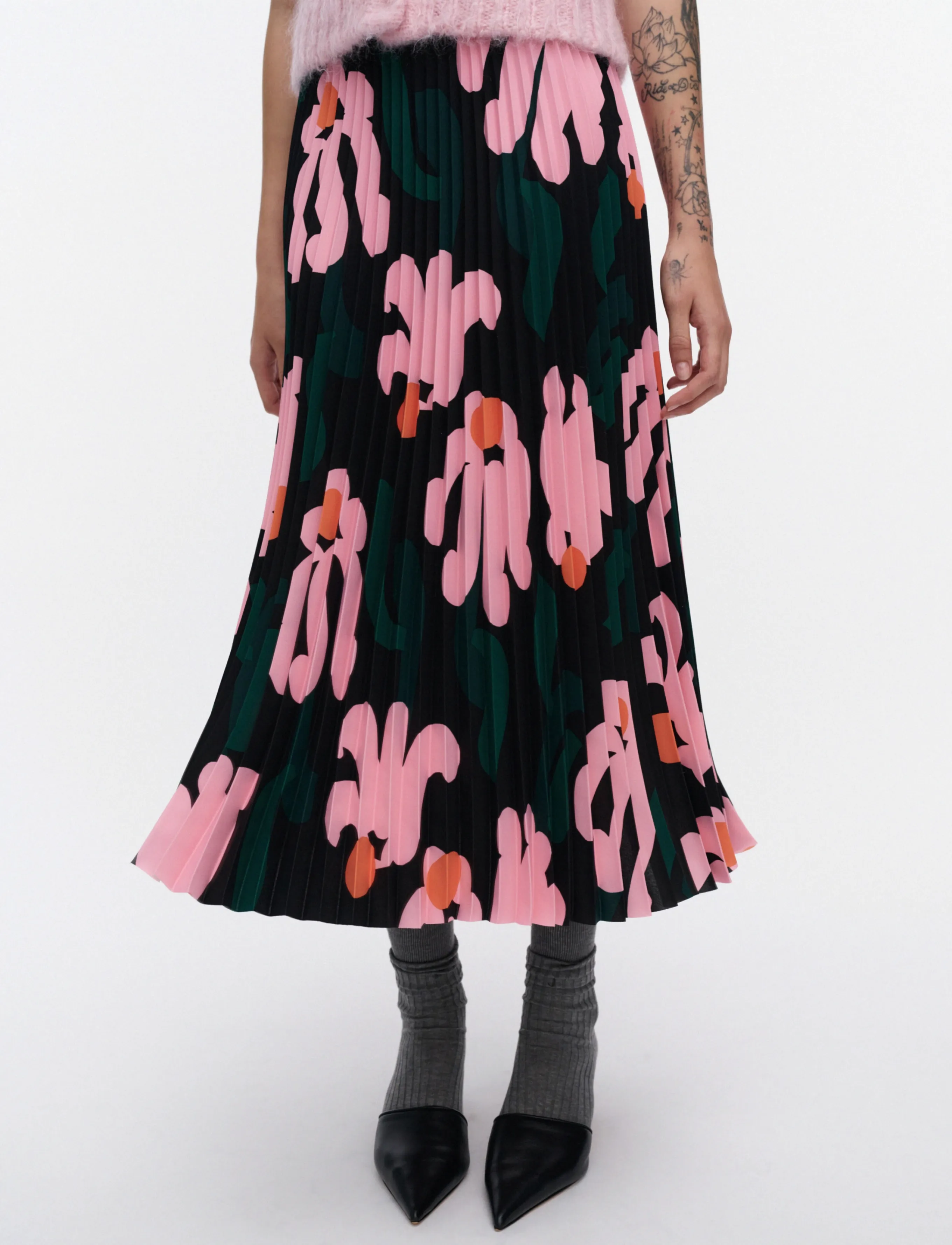 Marimekko - PII KUKKAHATTU - plisserade kjolar - black, light pink, dark green - 3