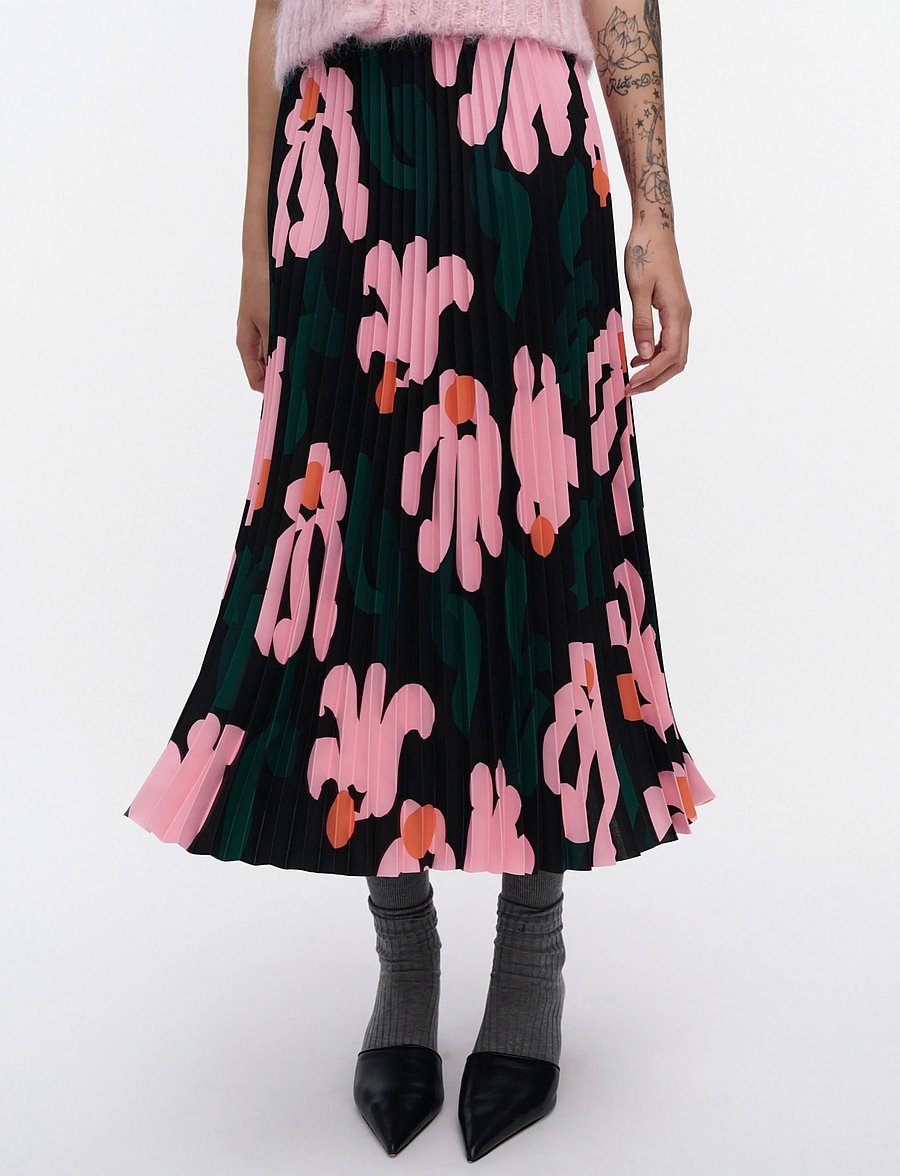 Marimekko - PII KUKKAHATTU - plisserade kjolar - black, light pink, dark green - 3