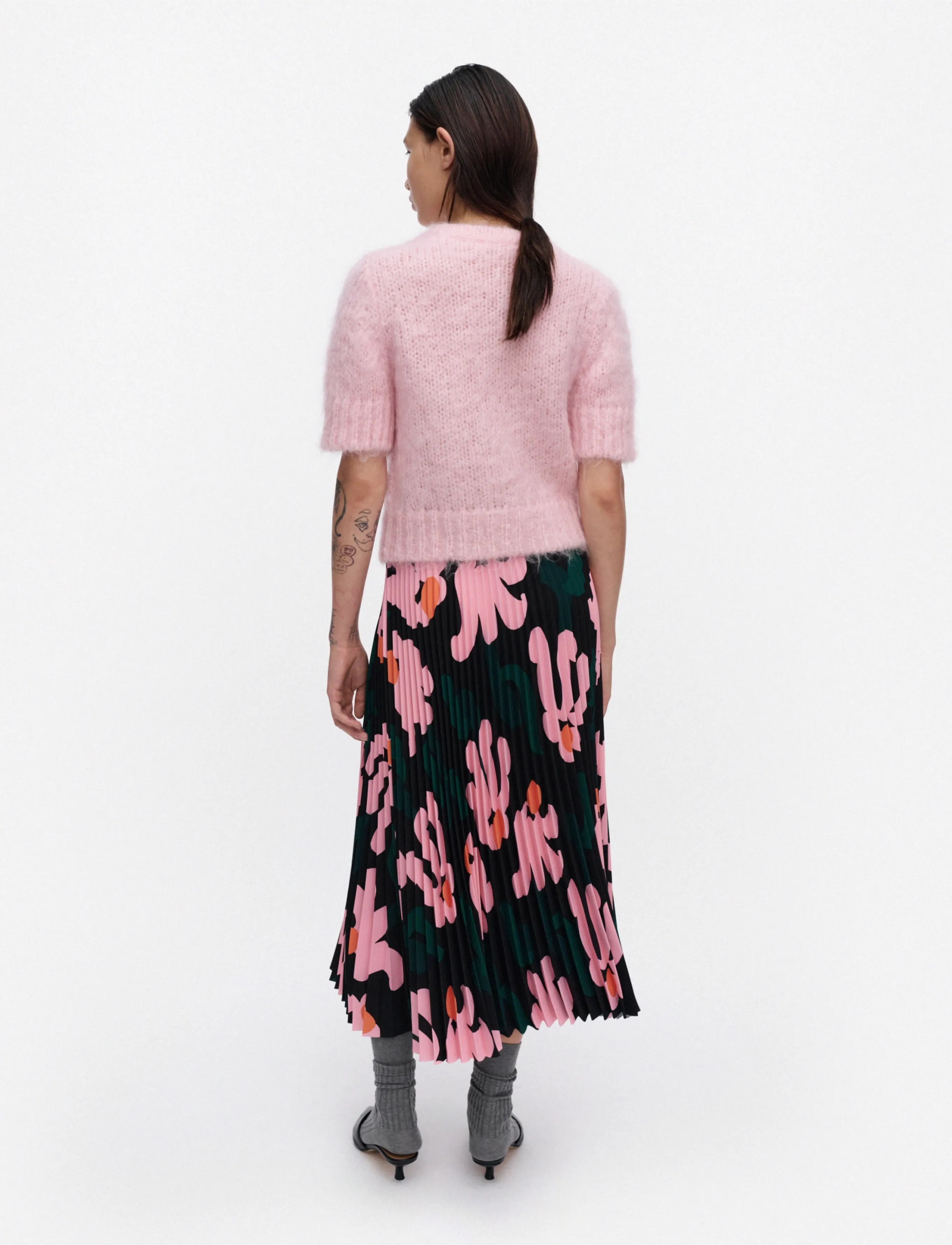 Marimekko - PII KUKKAHATTU - plisserade kjolar - black, light pink, dark green - 4