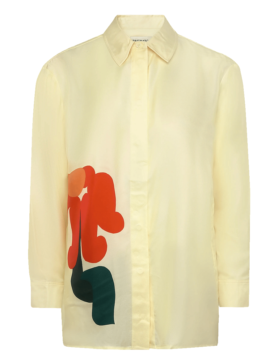 Marimekko - MONESTI KUKKAHATTU - langærmede skjorter - light yellow, red, dark green - 1