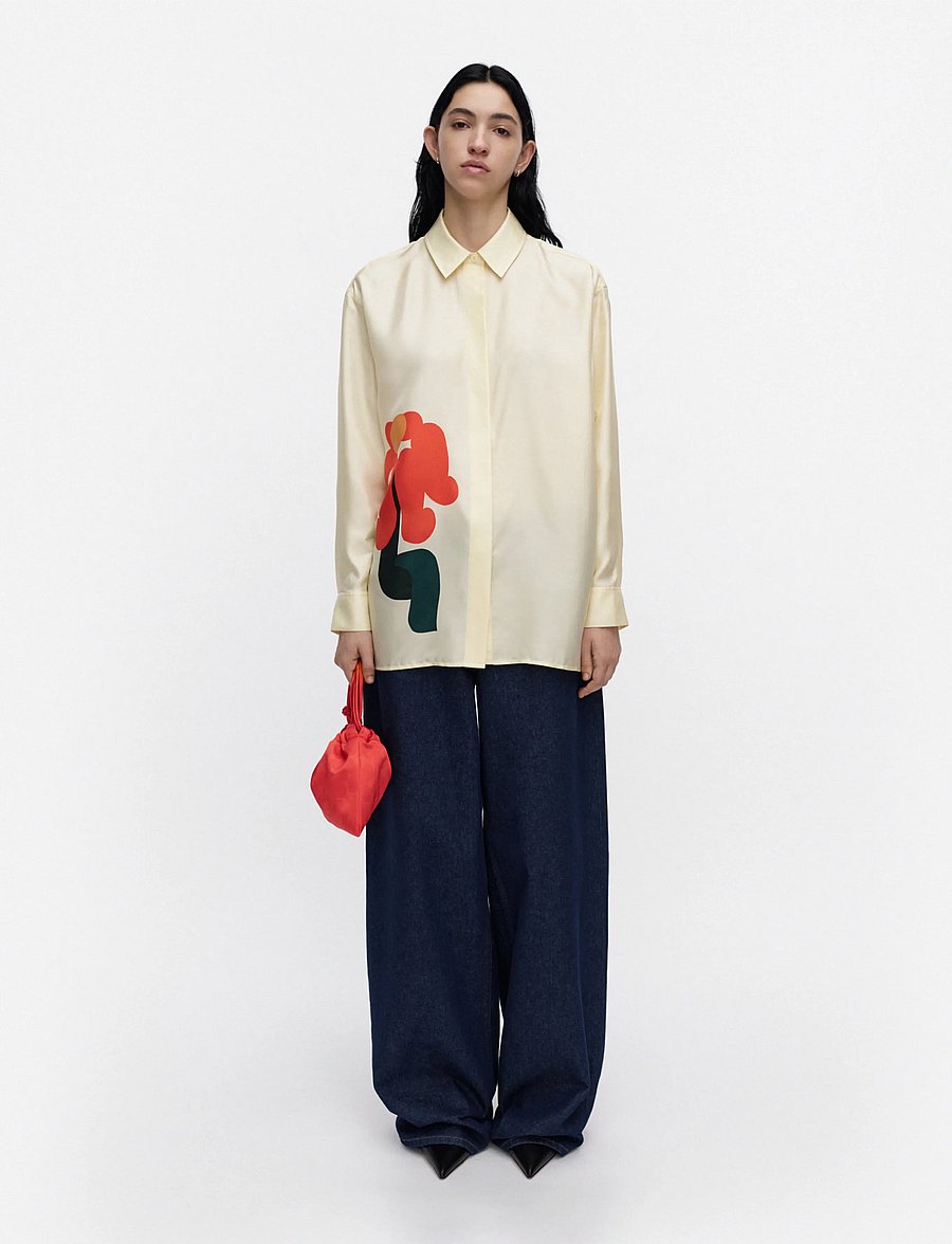 Marimekko - MONESTI KUKKAHATTU - langærmede skjorter - light yellow, red, dark green - 0