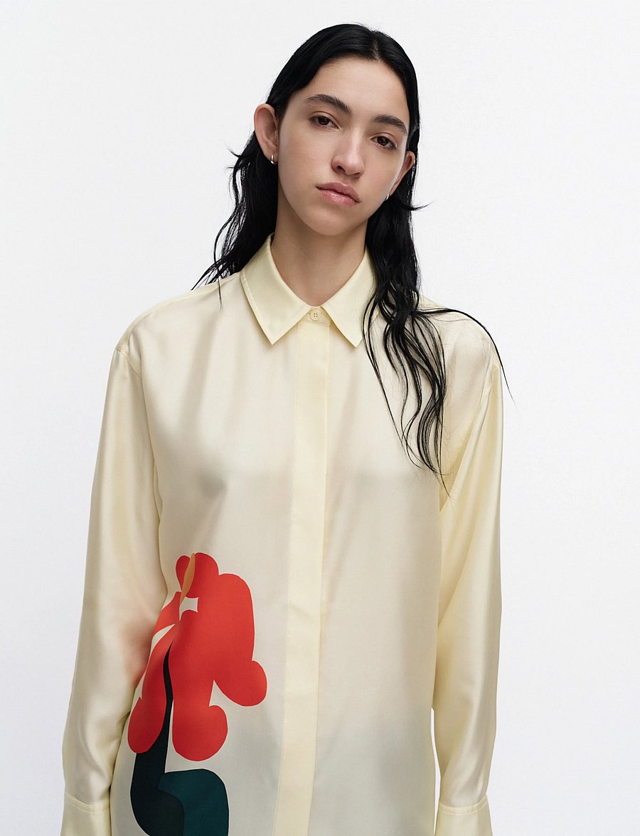 Marimekko - MONESTI KUKKAHATTU - langærmede skjorter - light yellow, red, dark green - 3