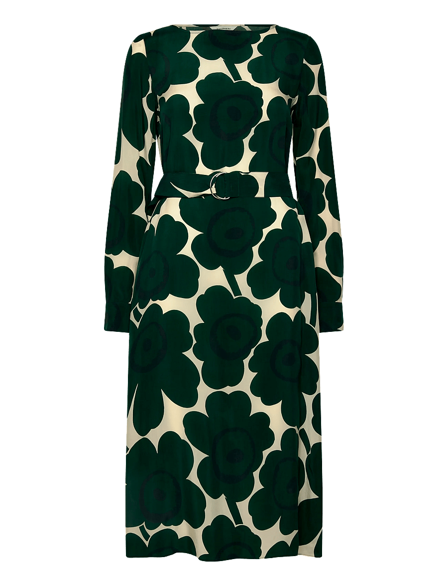 Marimekko - SATUNNAINEN UNIKKO - midikleidid - dark green, light yellow - 1