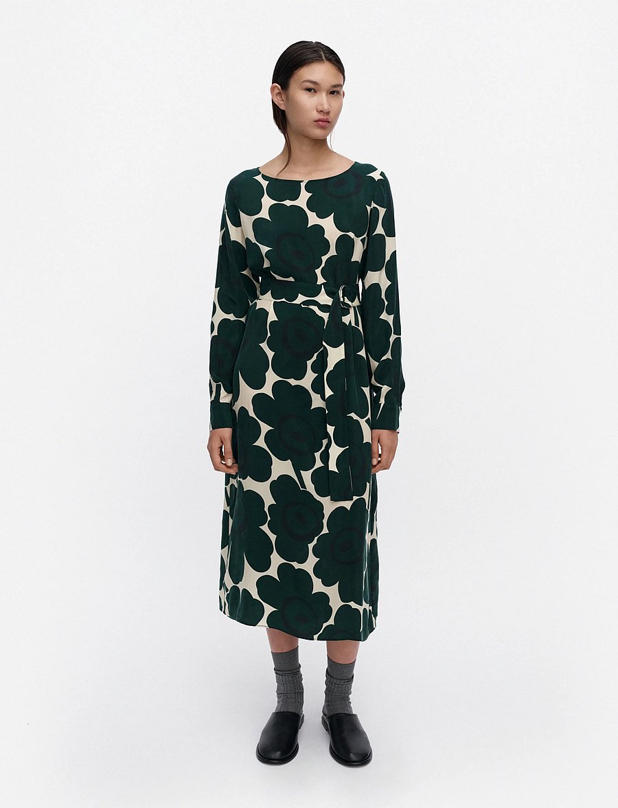 Marimekko - SATUNNAINEN UNIKKO - midikleidid - dark green, light yellow - 0