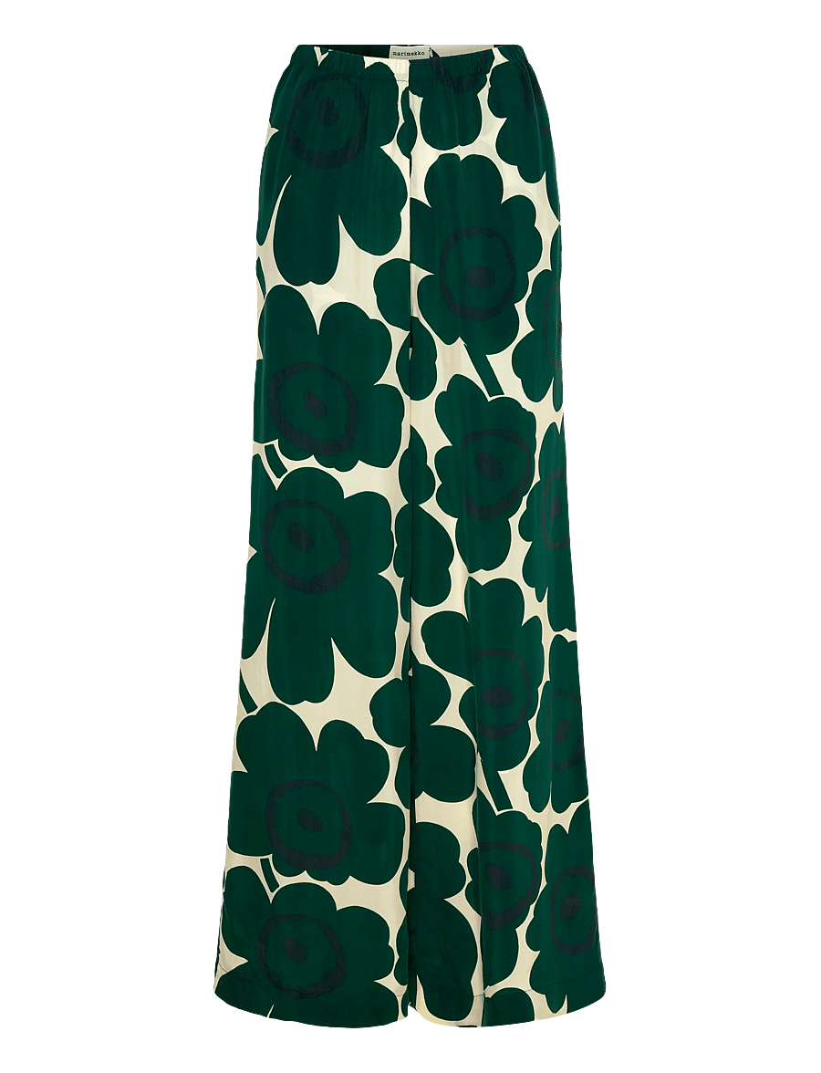 Marimekko - KAAOS UNIKKO - bukser med brede ben - dark green, light yellow - 1