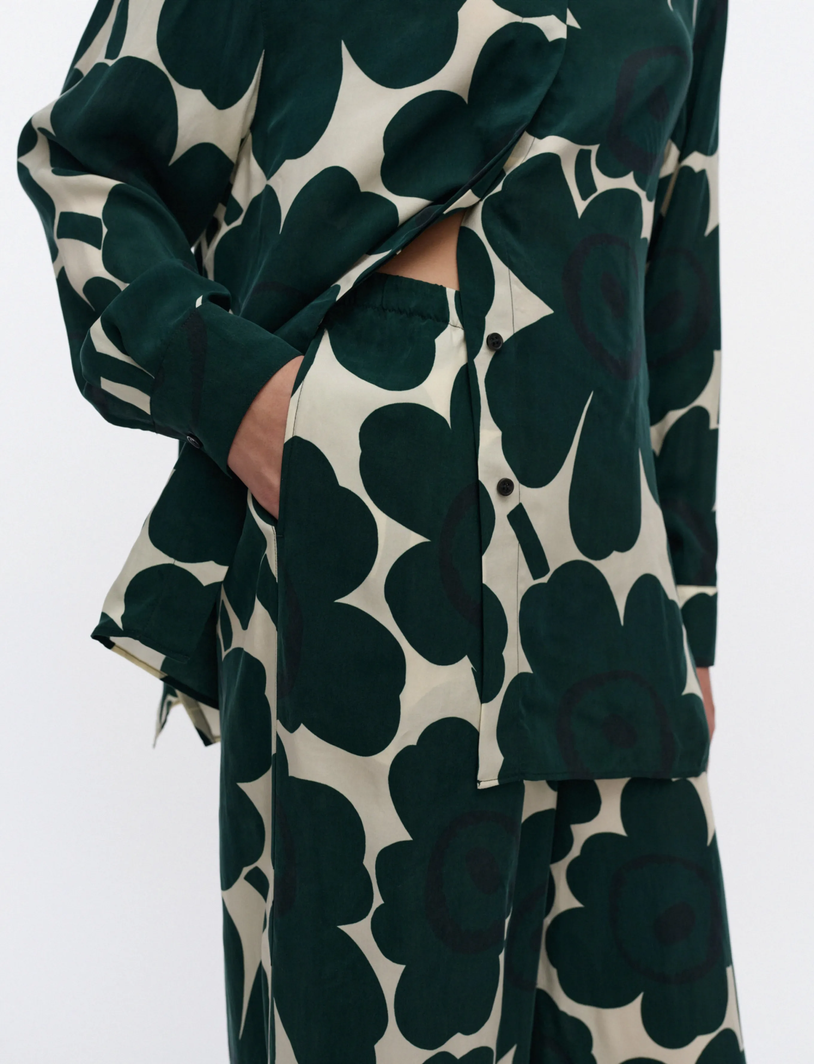 Marimekko - KAAOS UNIKKO - hosen mit weitem bein - dark green, light yellow - 3