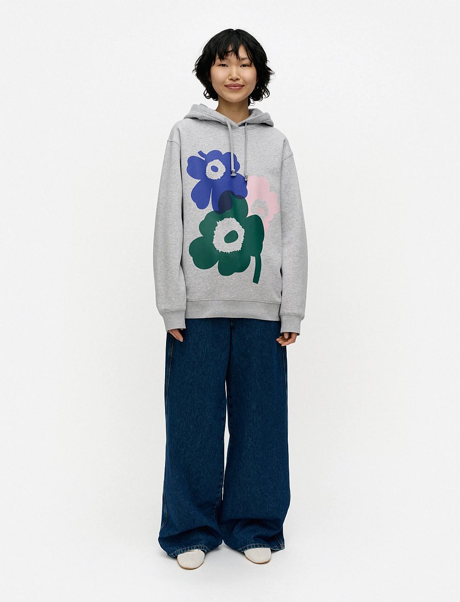 Marimekko - TEESI UNIKKO PLACEMENT - kapuzenpullover - grey mel., d. green, l. pink - 0