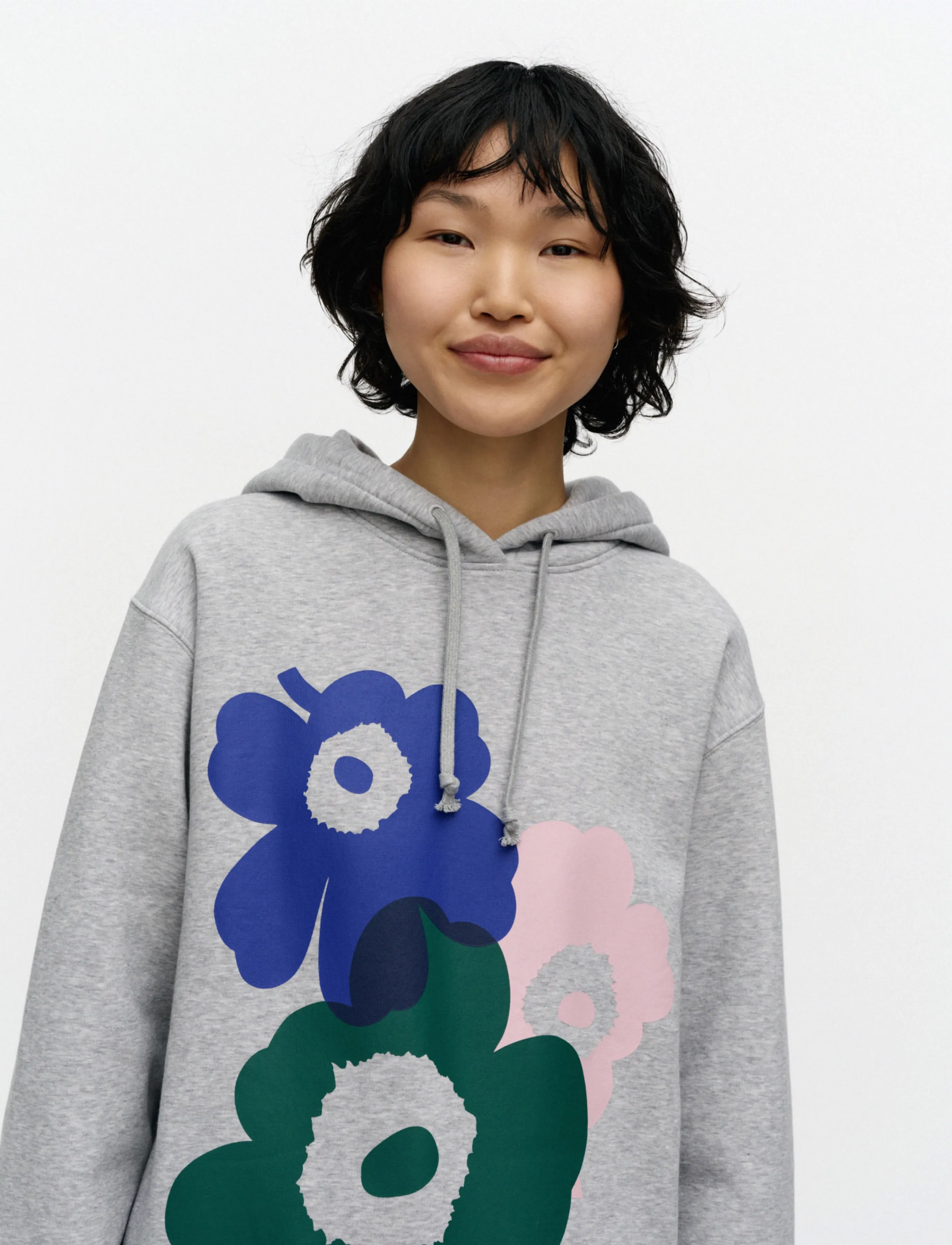 Marimekko - TEESI UNIKKO PLACEMENT - kapuzenpullover - grey mel., d. green, l. pink - 3