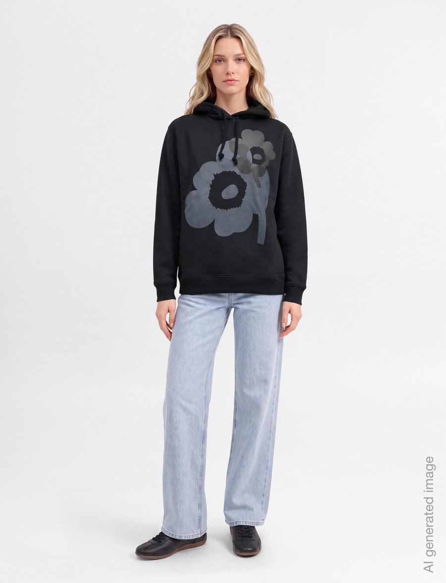 Marimekko - TEESI UNIKKO PLACEMENT - hoodies - black, dark grey - 0