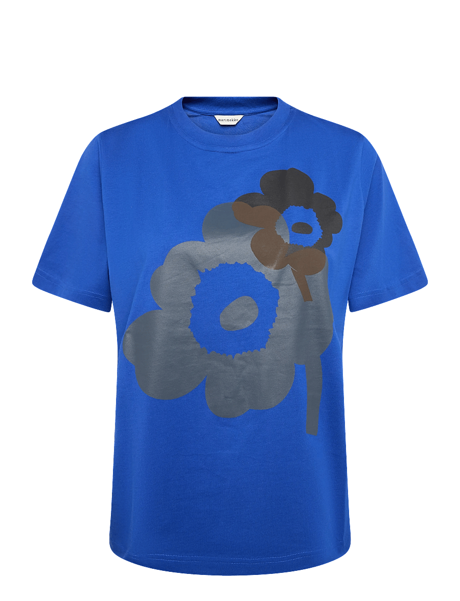 Marimekko - ELSE UNIKKO PLACEMENT - t-shirts - dark blue, grey, dark brown - 1