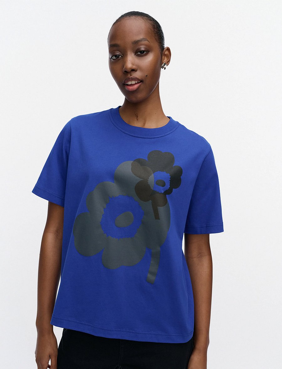 Marimekko - ELSE UNIKKO PLACEMENT - t-shirts - dark blue, grey, dark brown - 3