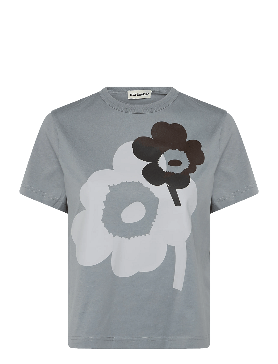 Marimekko - RAUHA UNIKKO PLACEMENT - t-shirts - grey melange, dark grey - 1