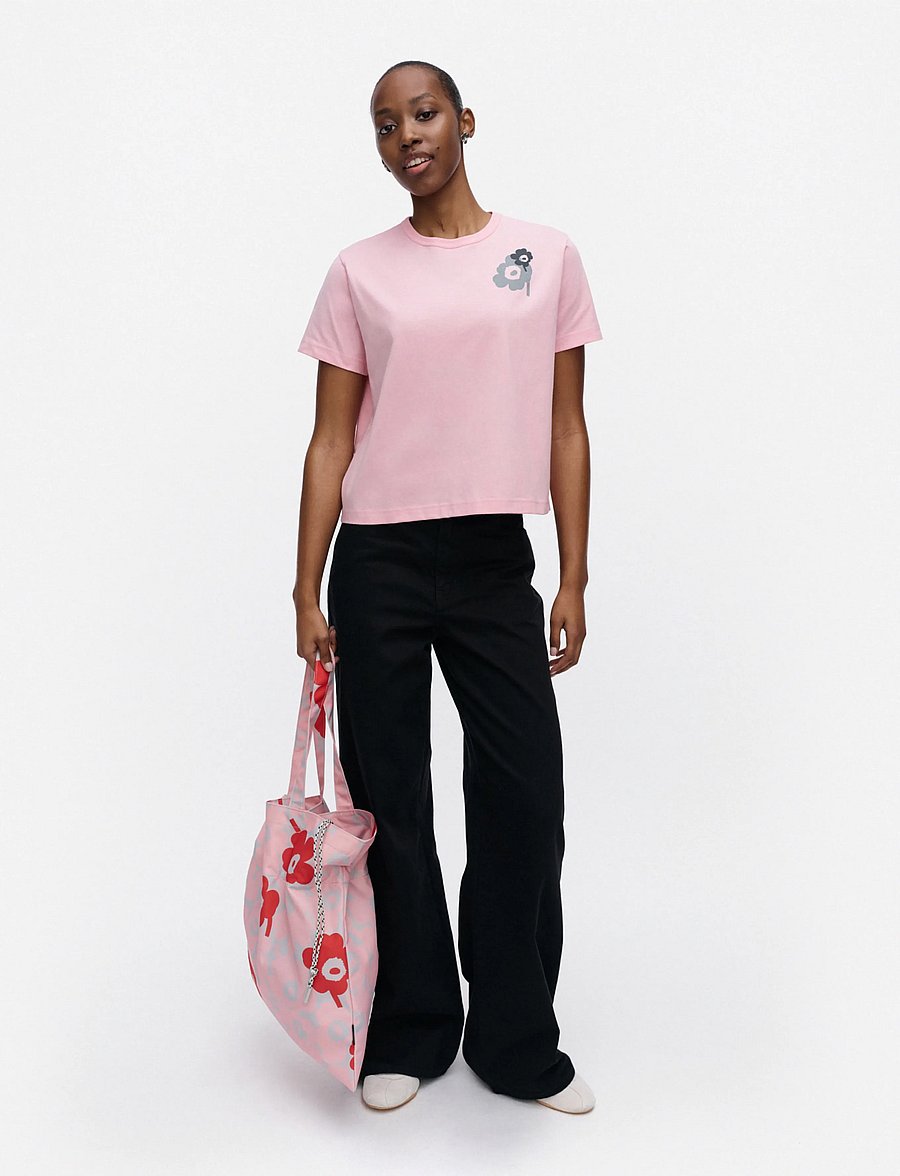 Marimekko - RAUHA UNIKKO PLACEMENT - t-shirts - light pink, grey, dark grey - 0