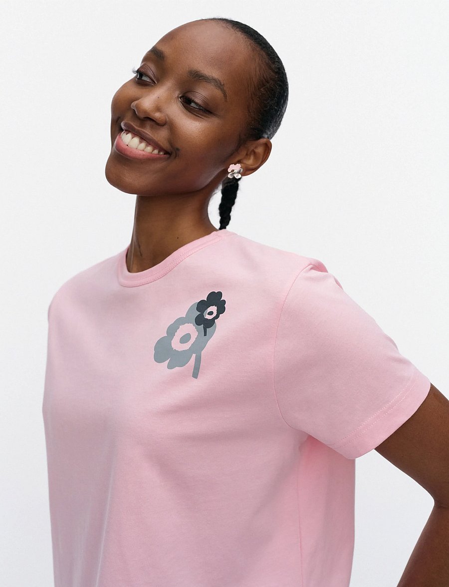 Marimekko - RAUHA UNIKKO PLACEMENT - t-shirts - light pink, grey, dark grey - 3