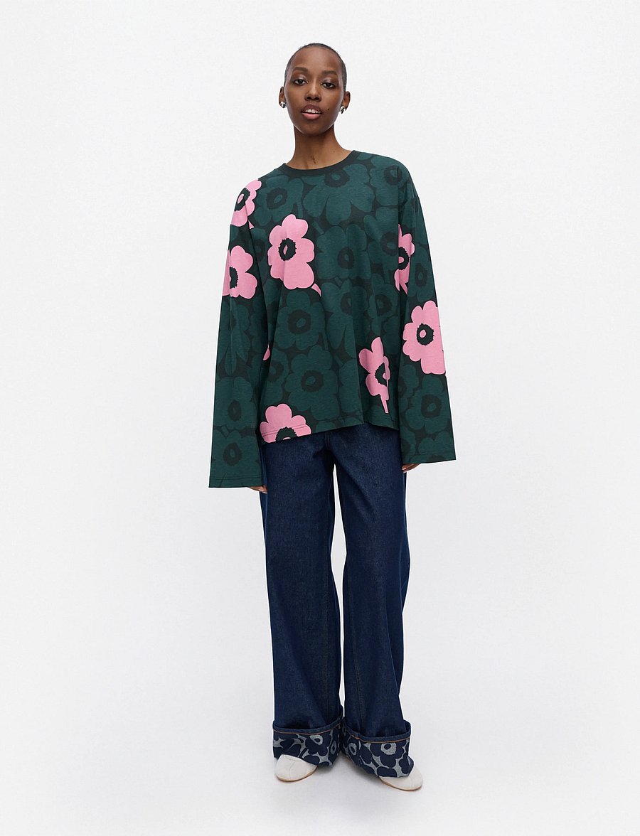Marimekko - NIPPA UNIKKO - mode trends - dark green, light pink - 0