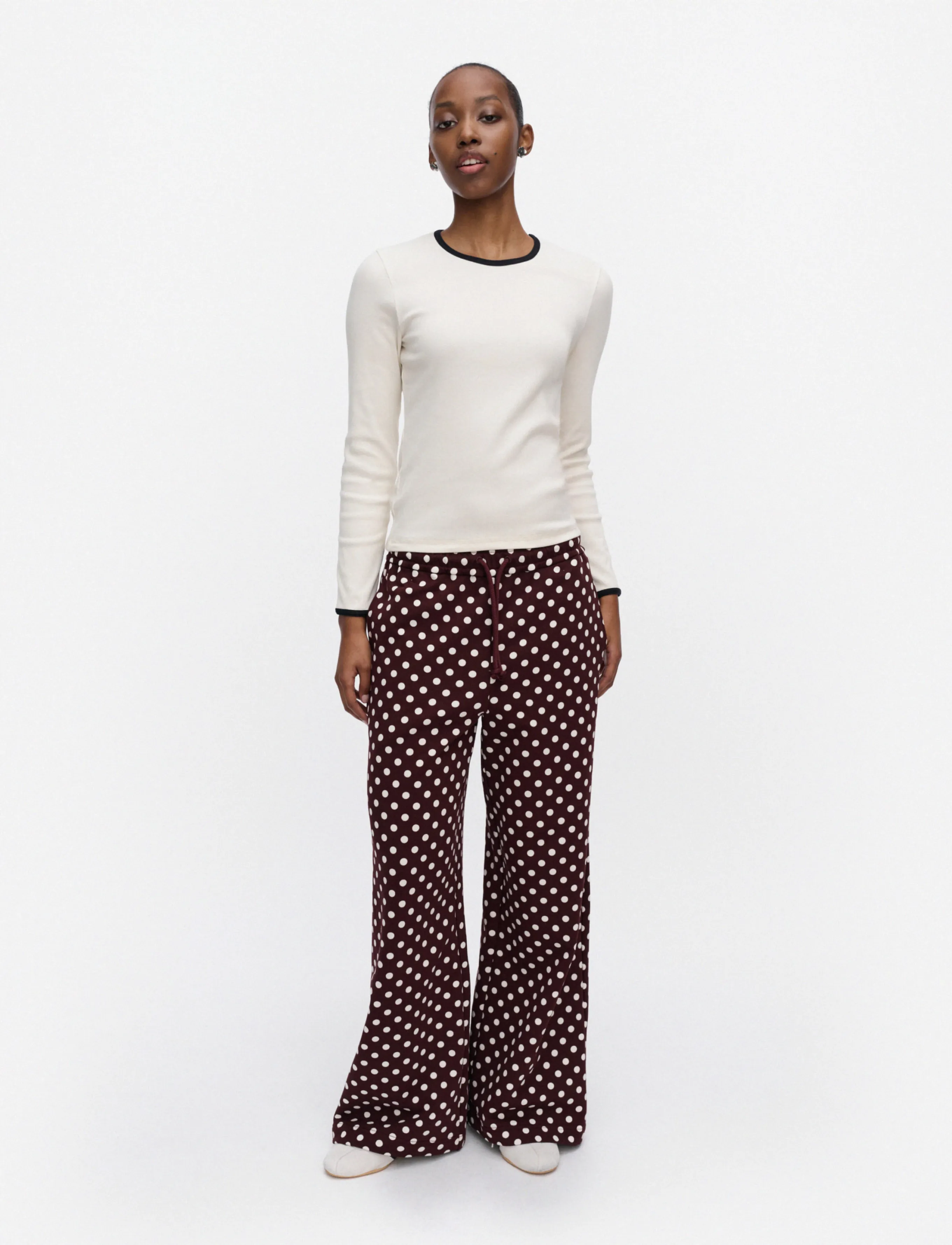 Marimekko NATURAALI PALLO - Trousers - WINE RED, OFF WHITE / burgundy