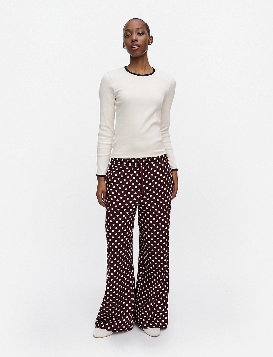 Marimekko - NATURAALI PALLO - bukser med brede ben - wine red, off white - 0